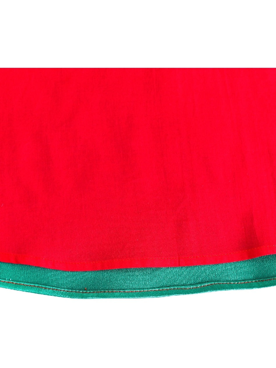 Girls Dress 3/4 Sleeve Christmas Santa Jingle Bell Snow Red