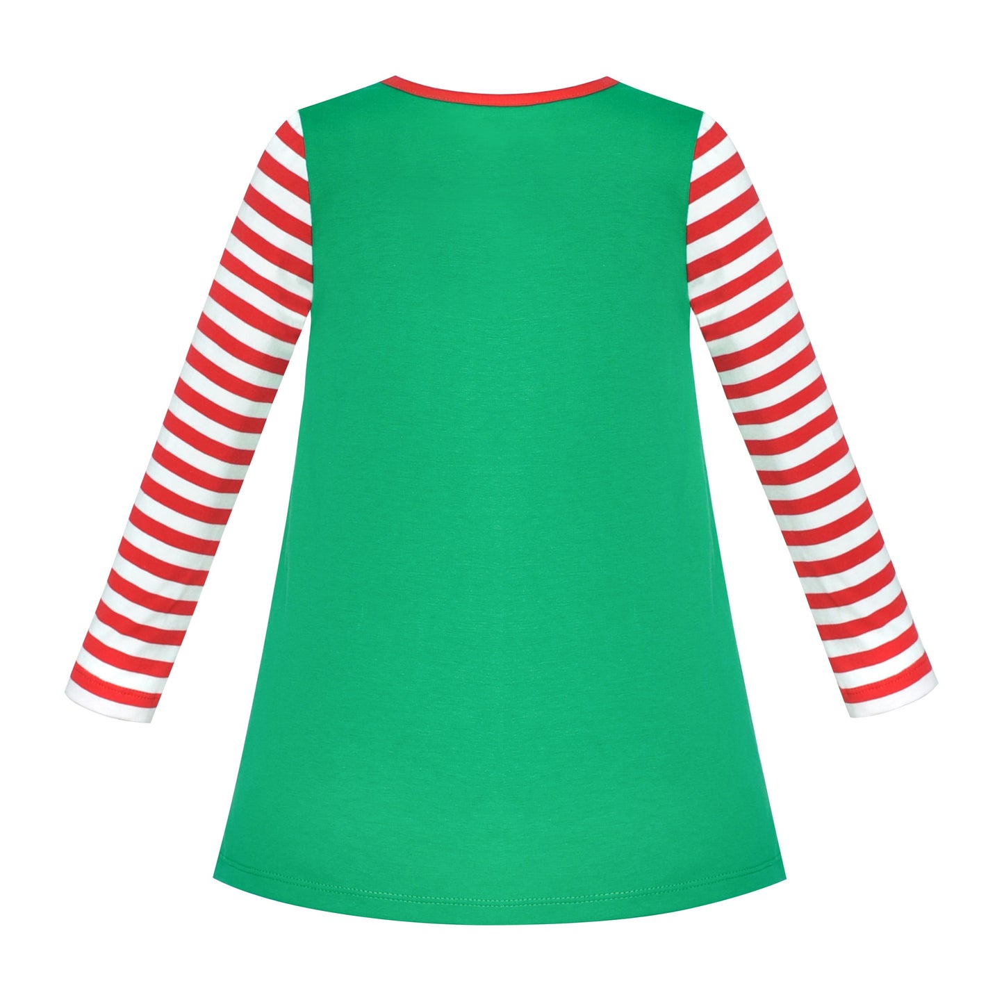 Girls Dress Long Sleeve Christmas Reindeer Snow Holiday Party Green