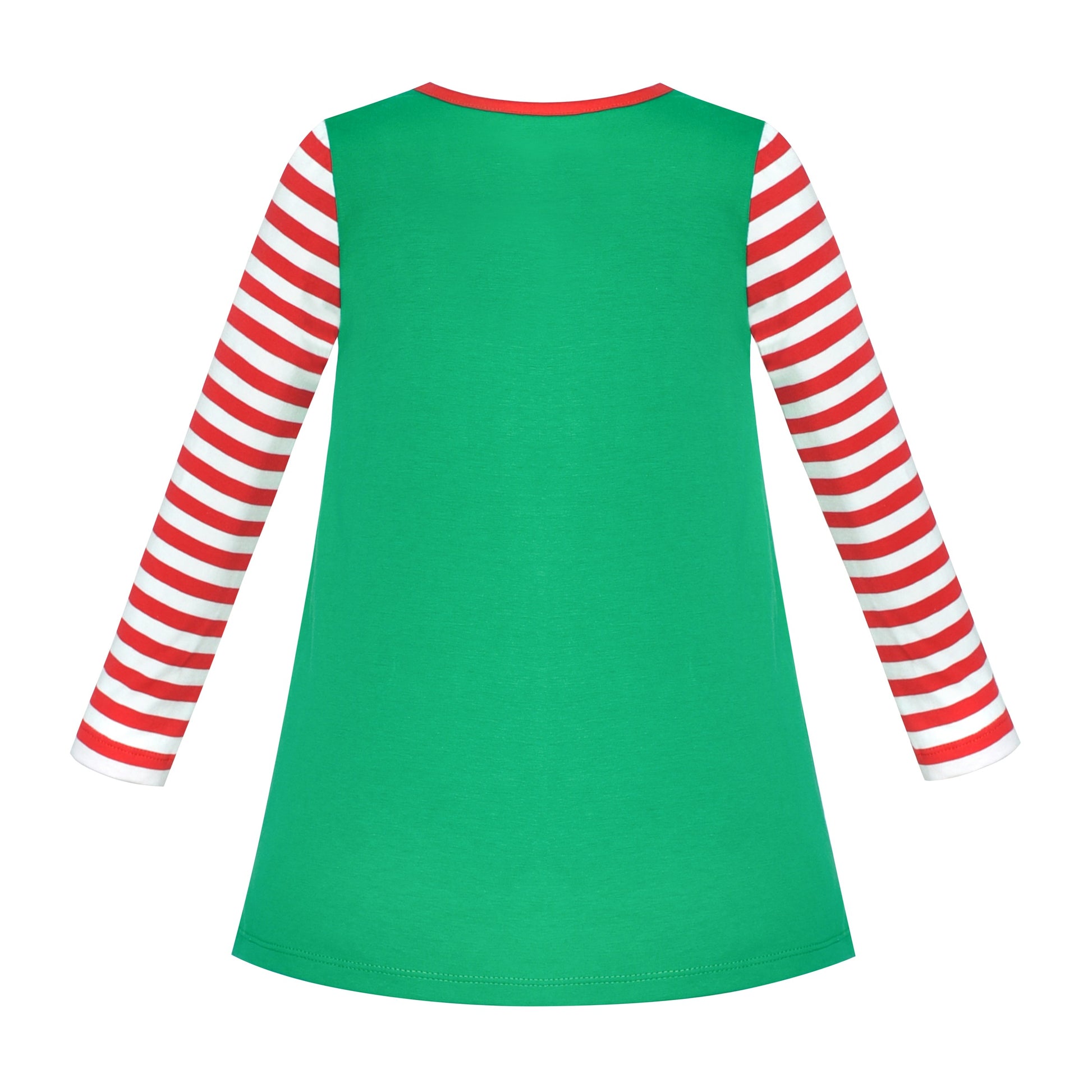 Girls Dress Long Sleeve Christmas Reindeer Snow Holiday Party Green