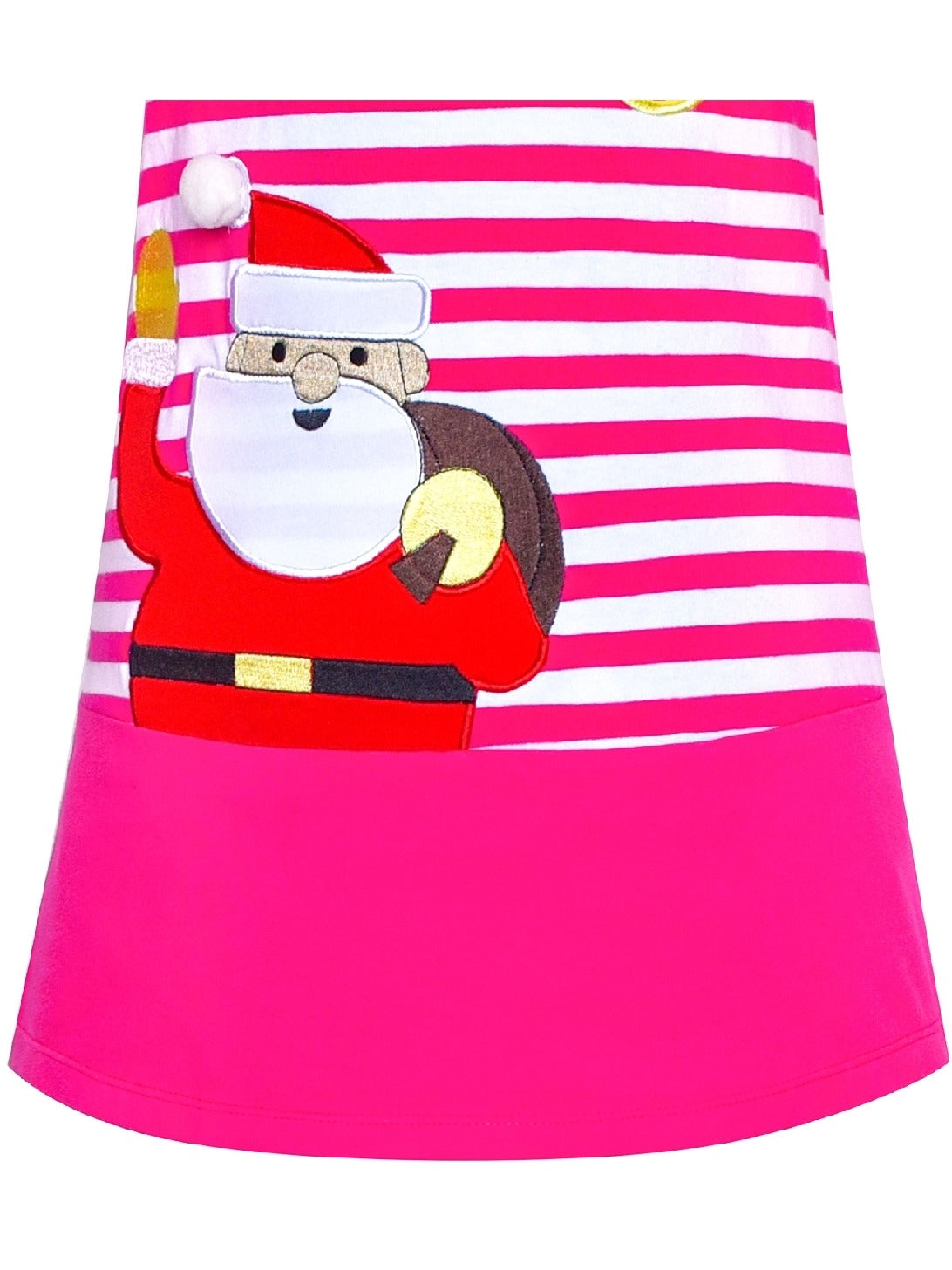 Girls Dress Christmas Santa Pink Cotton Long Sleeve Purple