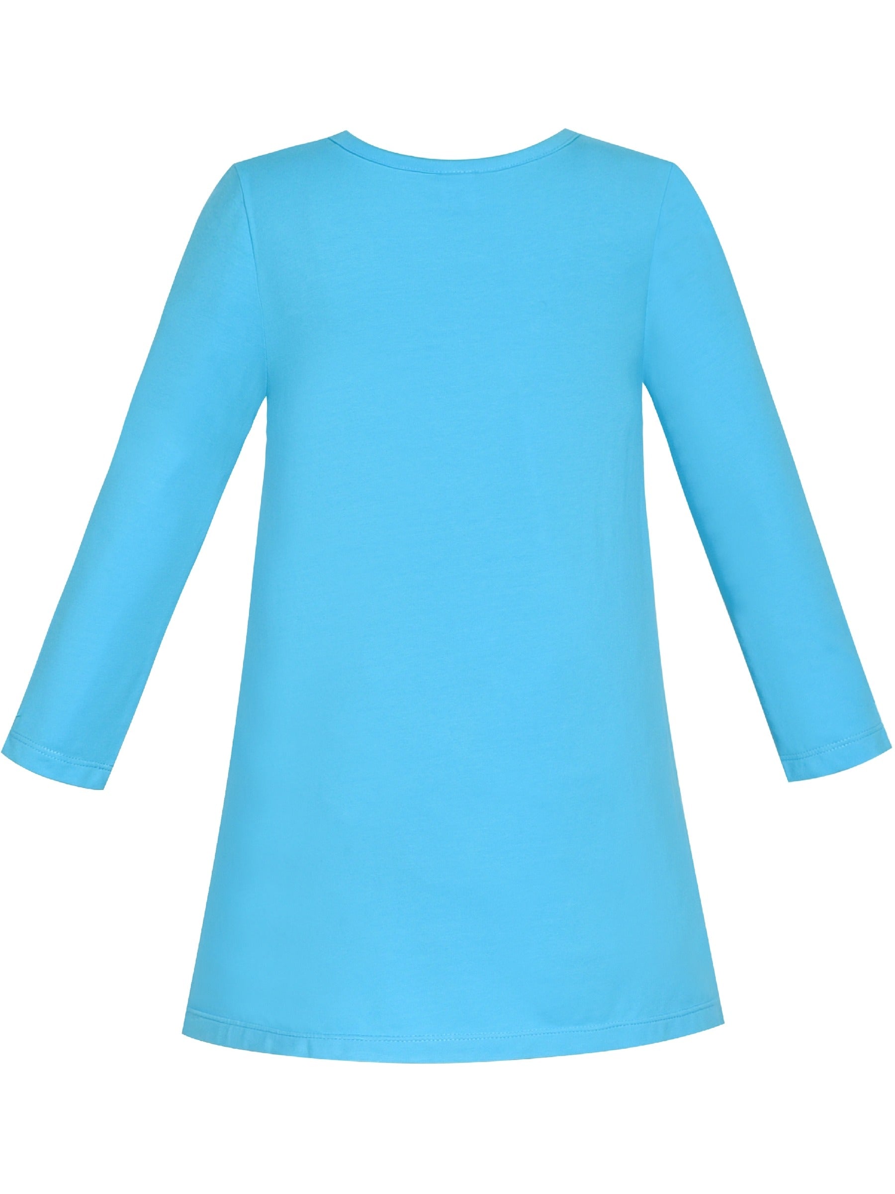 Girls Dress Christmas Santa Pink Cotton Long Sleeve Blue