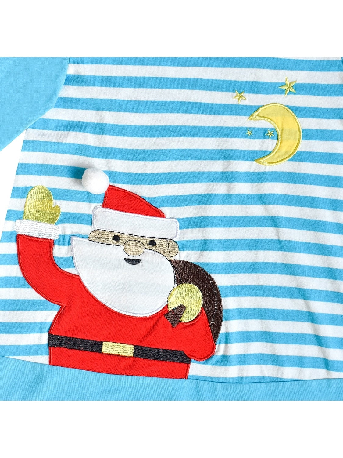 Girls Dress Christmas Santa Pink Cotton Long Sleeve Blue