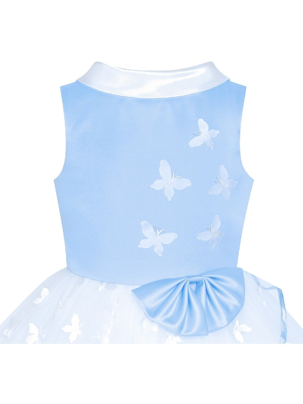 Flower Girls Dress Blue and White Butterfly Pageant Blue