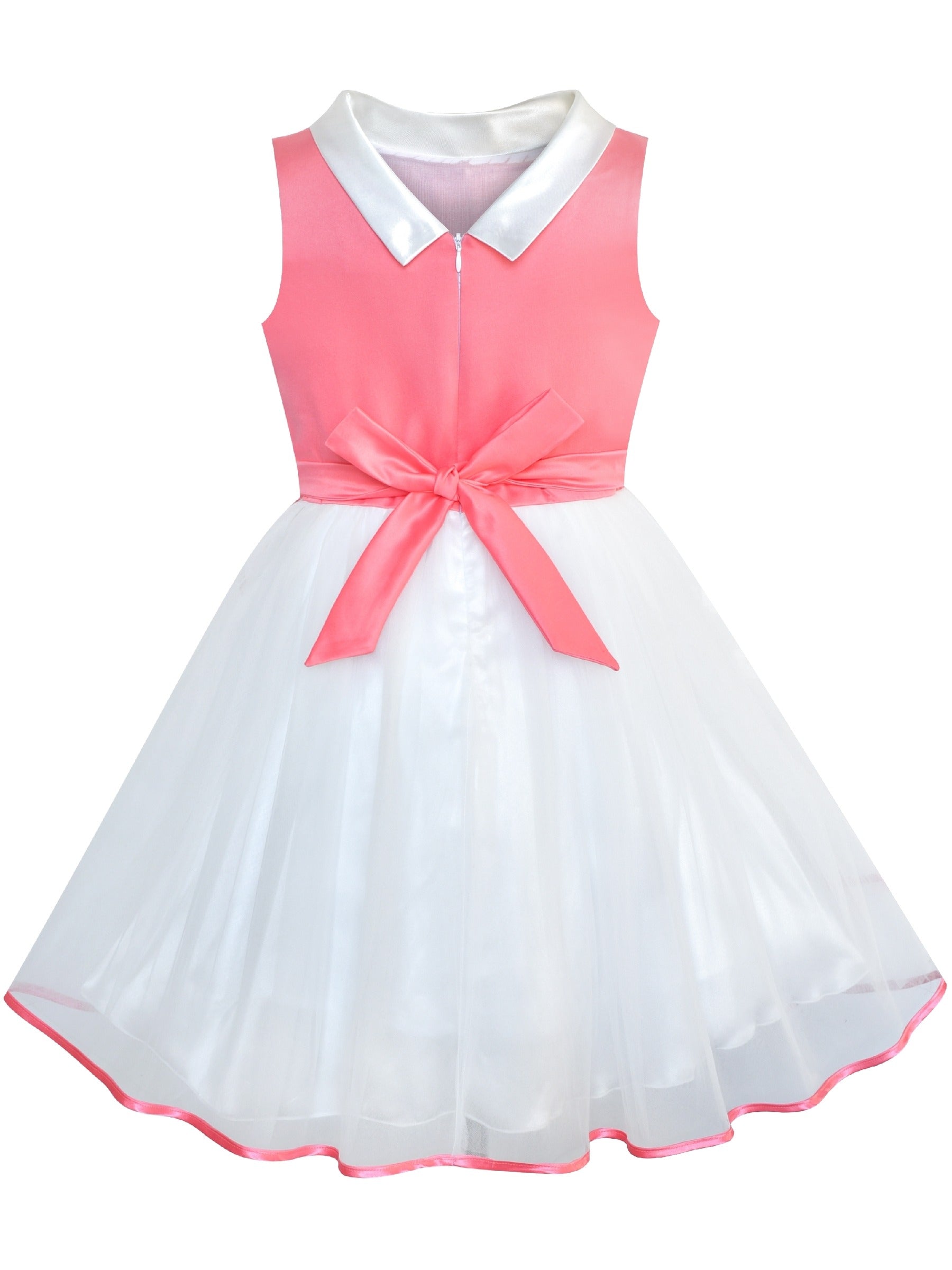 Flower Girls Dress Blue and White Butterfly Pageant Red