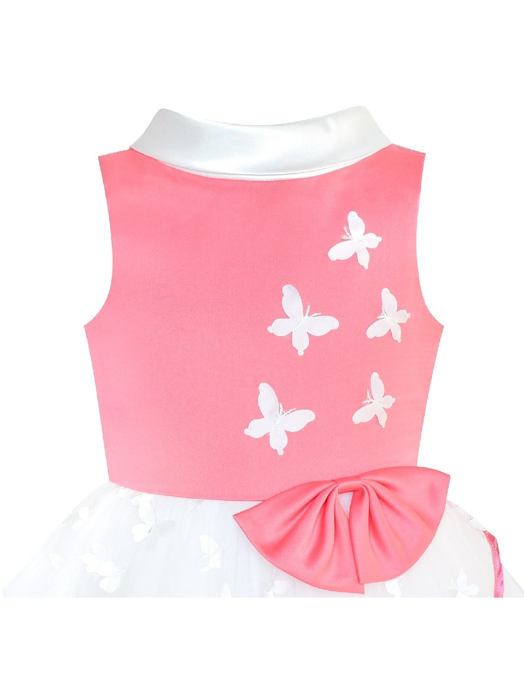Flower Girls Dress Blue and White Butterfly Pageant Red