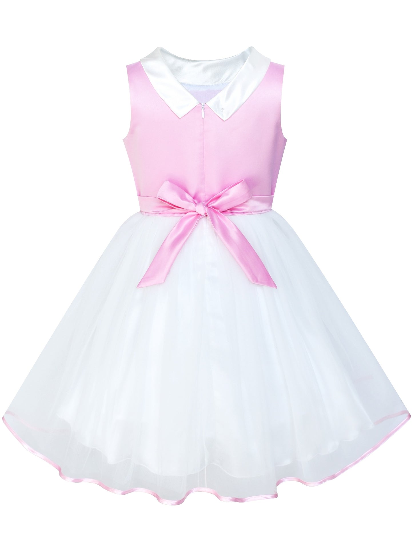 Flower Girls Dress Blue and White Butterfly Pageant Pink
