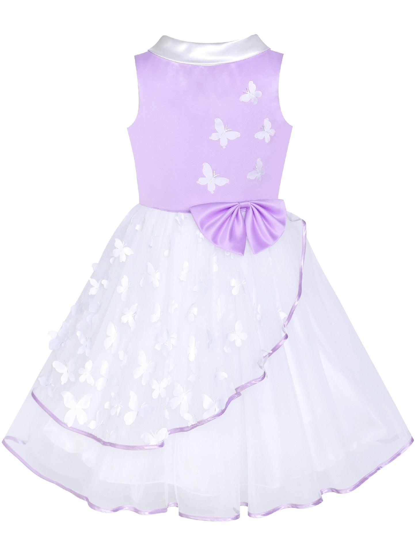 Flower Girls Dress Blue and White Butterfly Pageant Purple