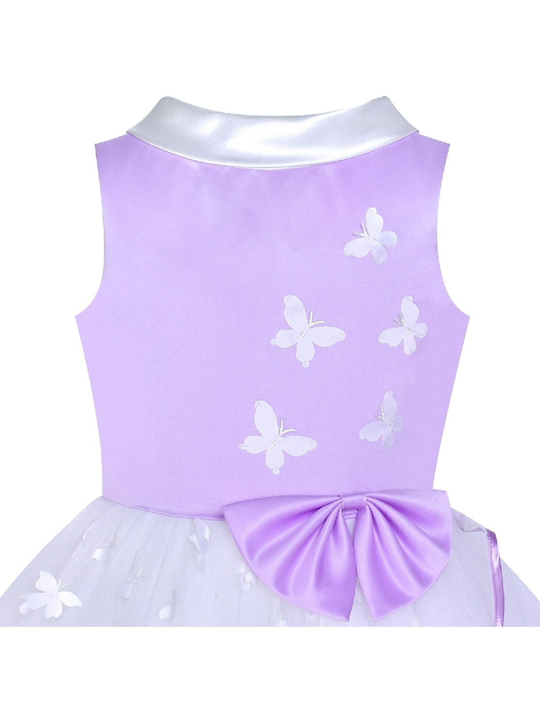 Flower Girls Dress Blue and White Butterfly Pageant Purple