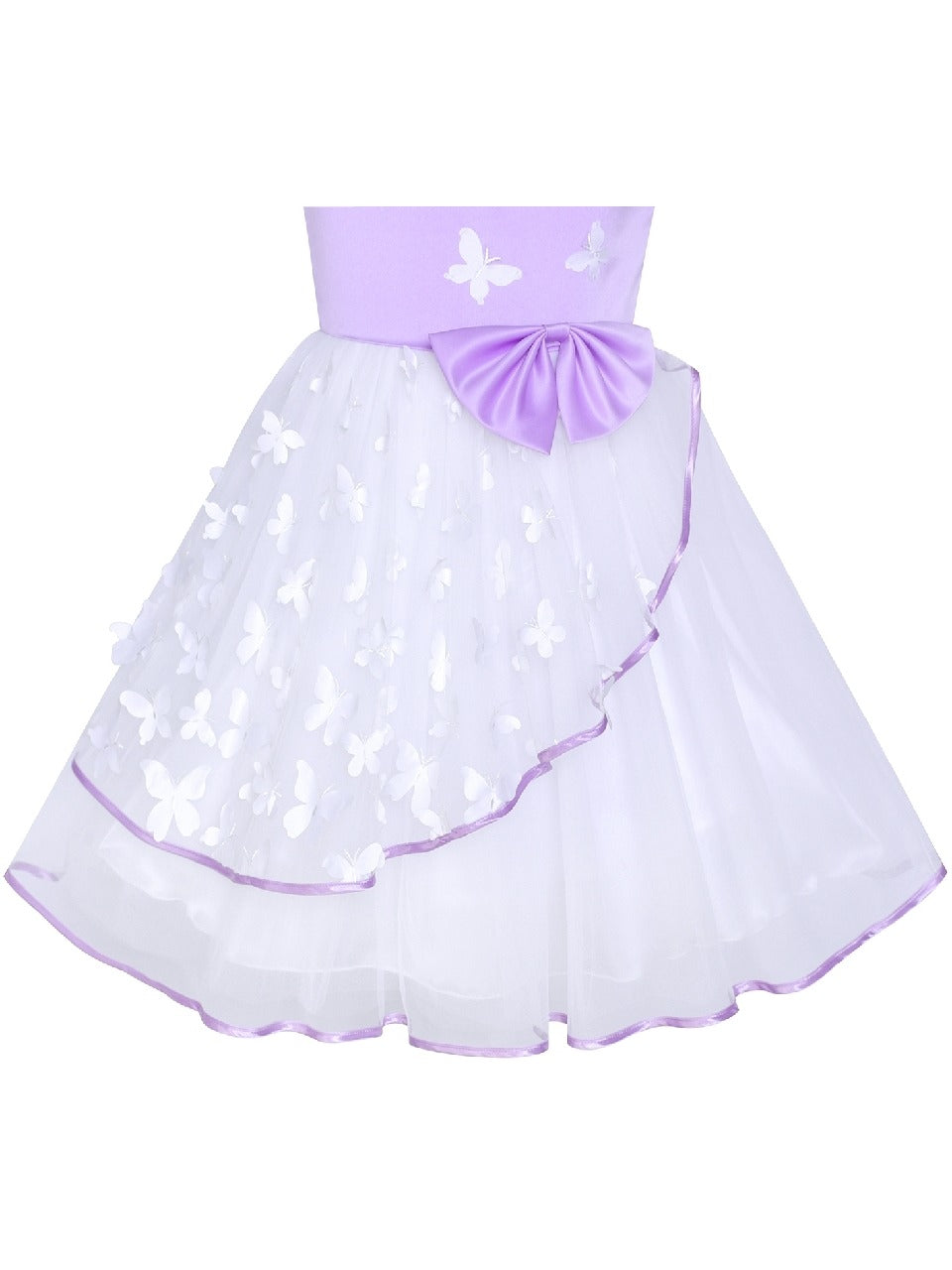 Flower Girls Dress Blue and White Butterfly Pageant Purple