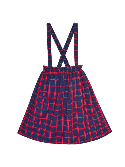 Girls Dress Suspender Skirt School Uniform Red