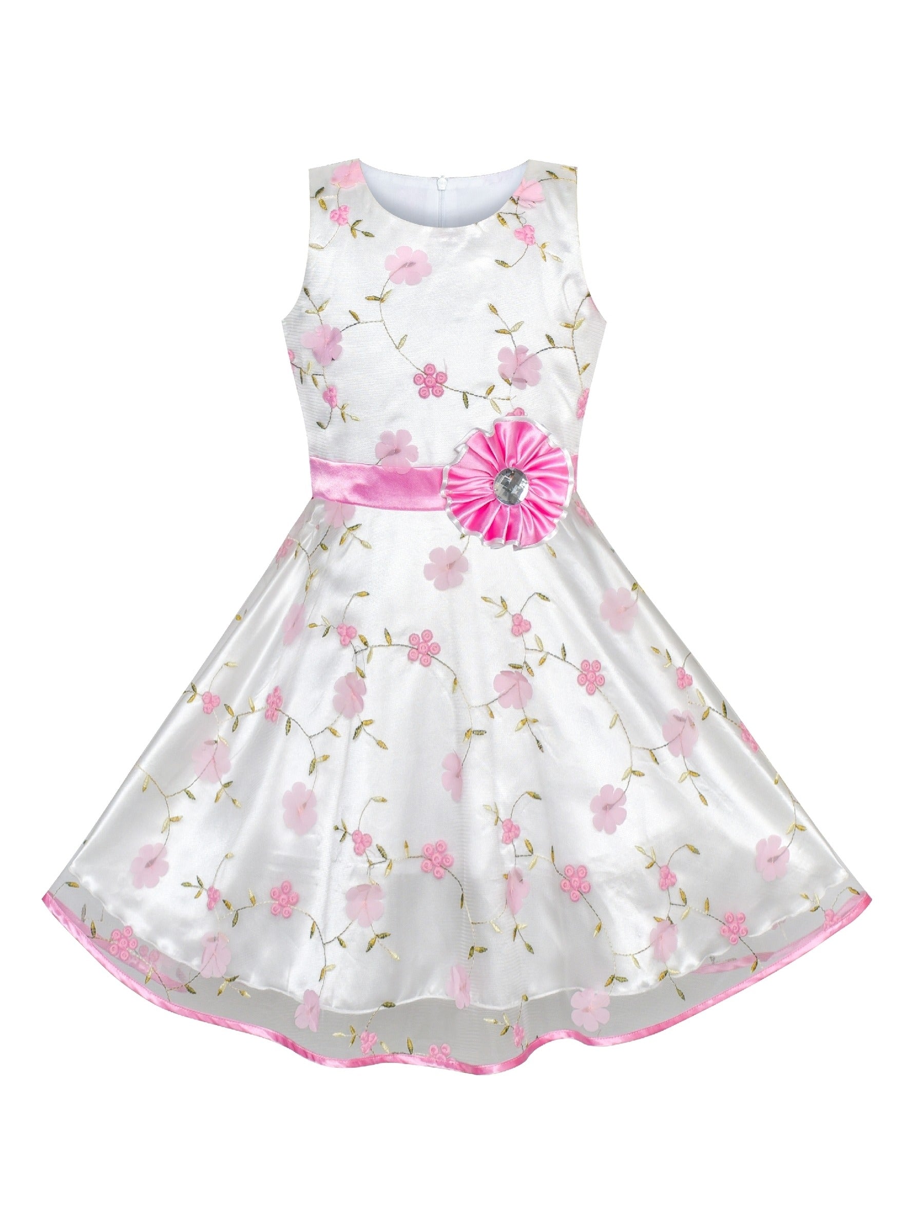 Girls Dress Blue Rose Wedding Pageant Kids Boutique Pink