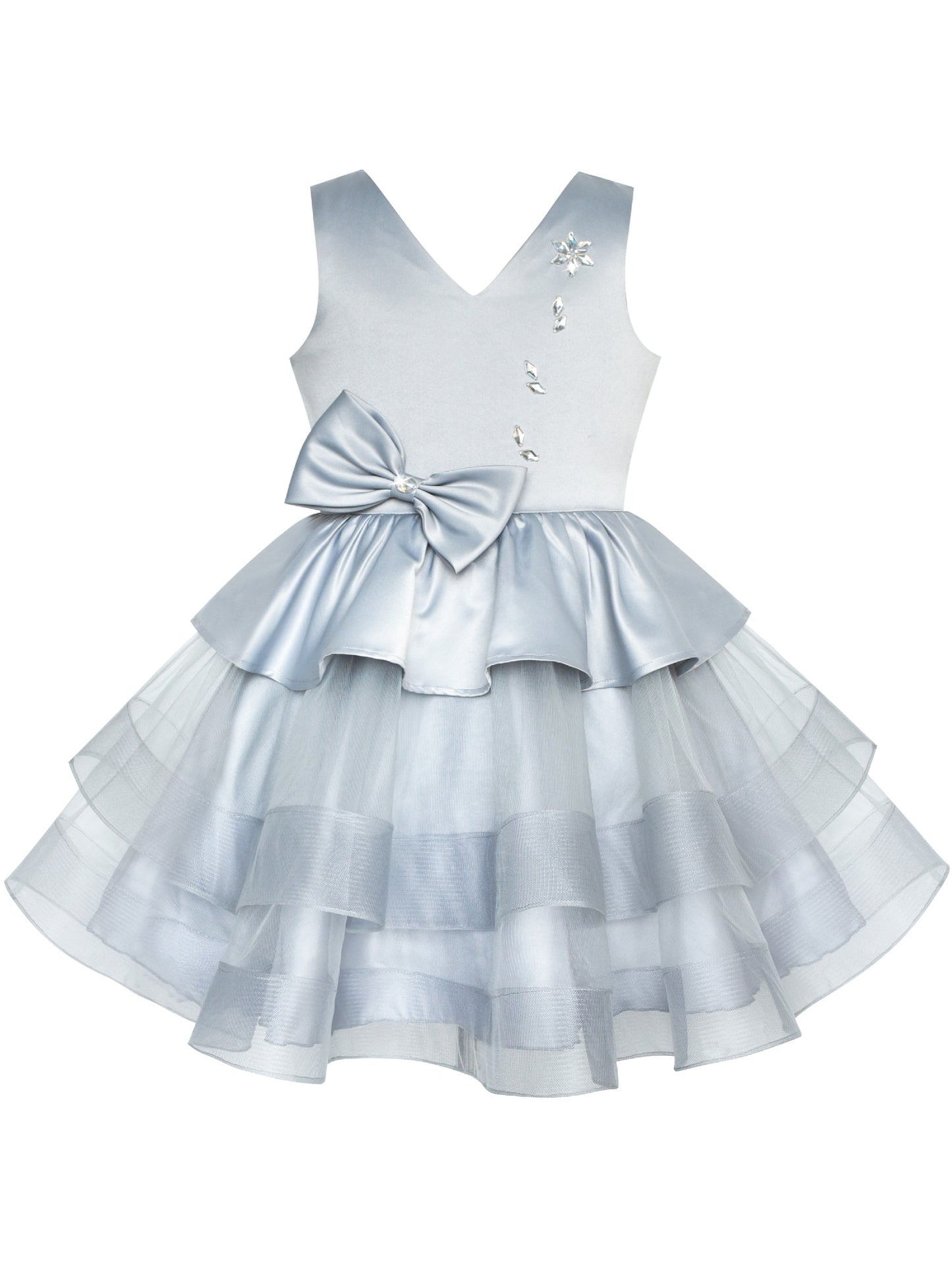 Flower Girls Dress Sparkling Sequin Wedding bridesmaid Dress Gray