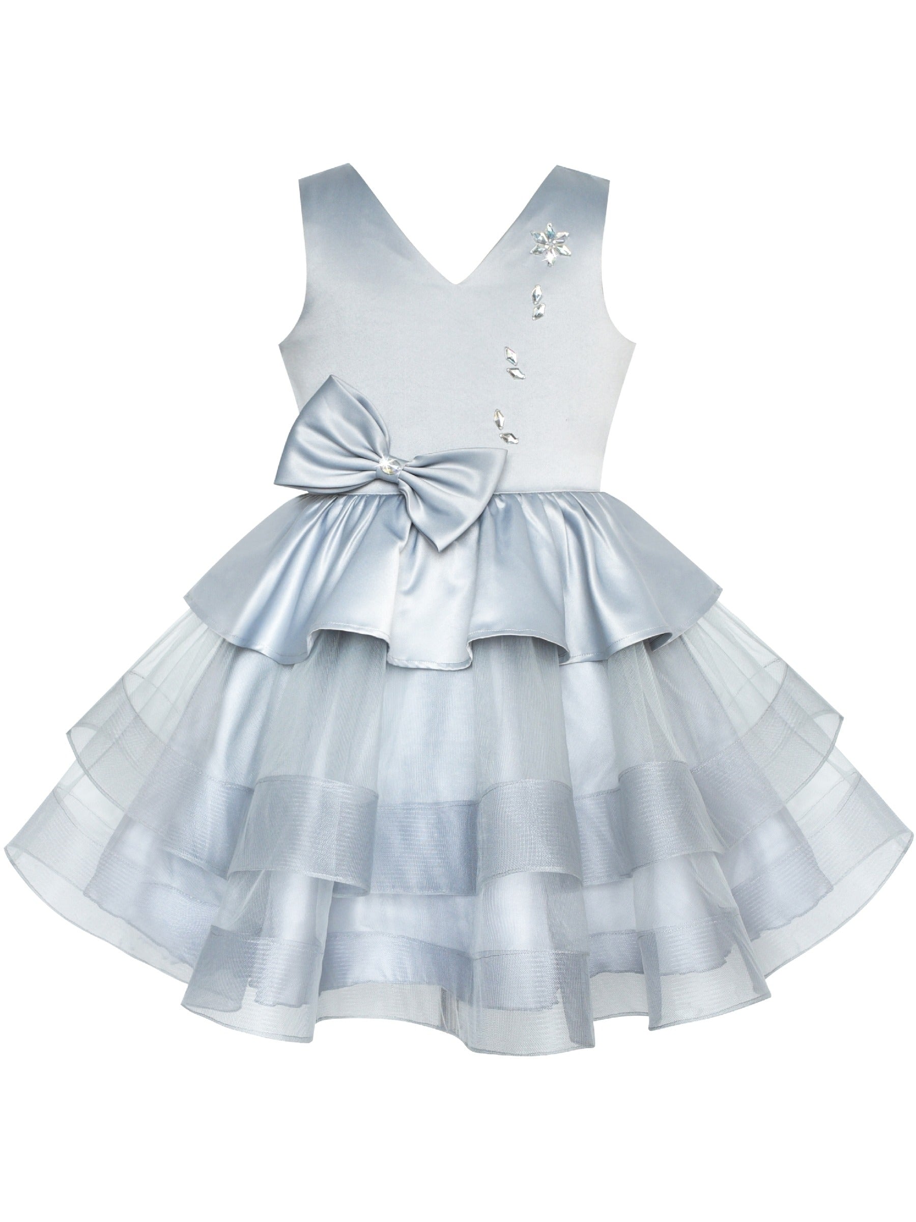 Flower Girls Dress Sparkling Sequin Wedding bridesmaid Dress Gray