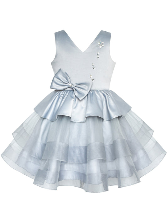 Flower Girls Dress Sparkling Sequin Wedding bridesmaid Dress Gray