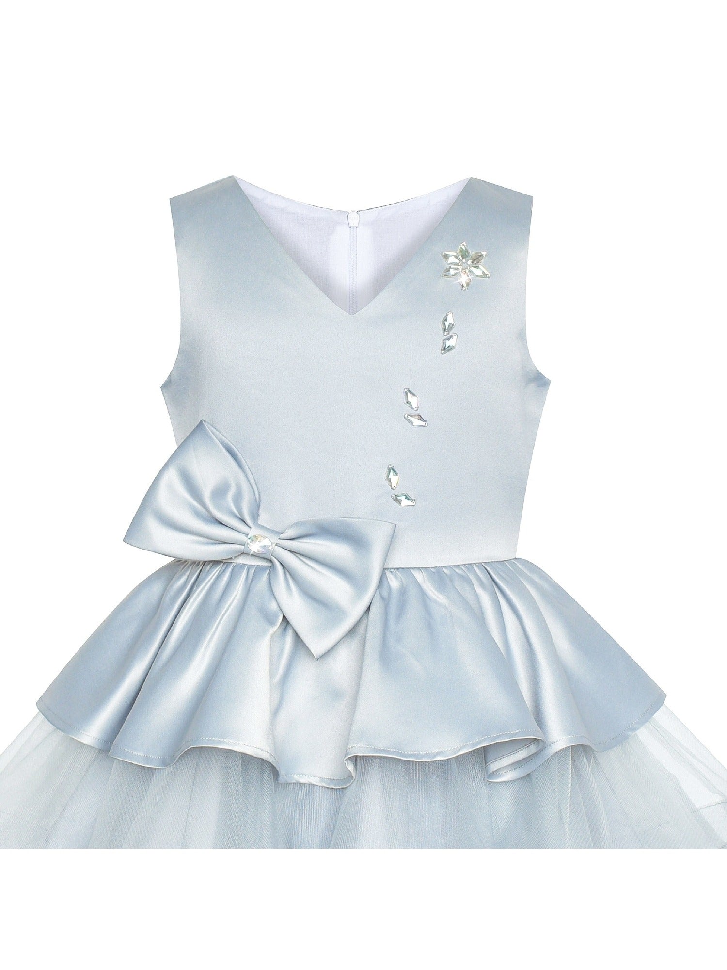 Flower Girls Dress Sparkling Sequin Wedding bridesmaid Dress Gray