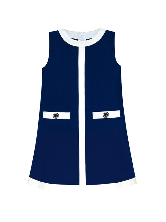 Girls Dress Navy Blue School Uniform A-line Blue
