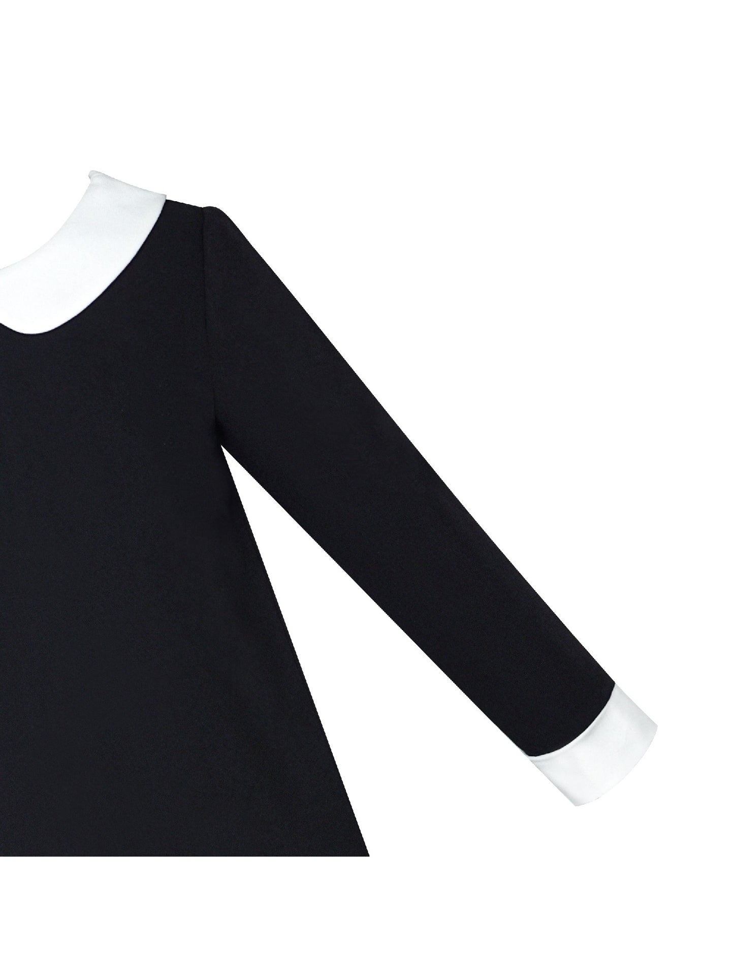 Girls Dress White Collar Velvet Ruffle Sleeve School Uniform Long Sleeve Black