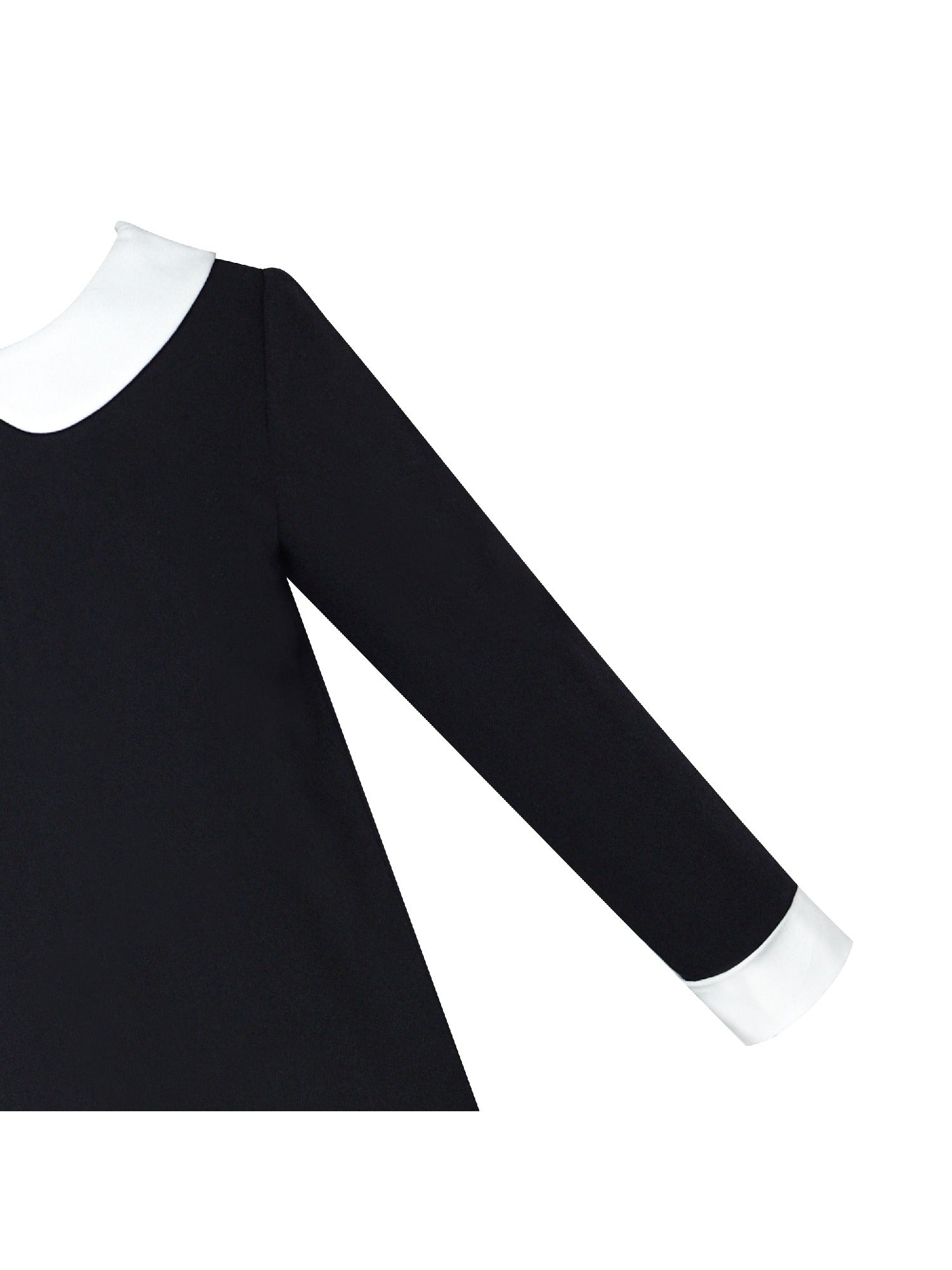 Girls Dress White Collar Velvet Ruffle Sleeve School Uniform Long Sleeve Black