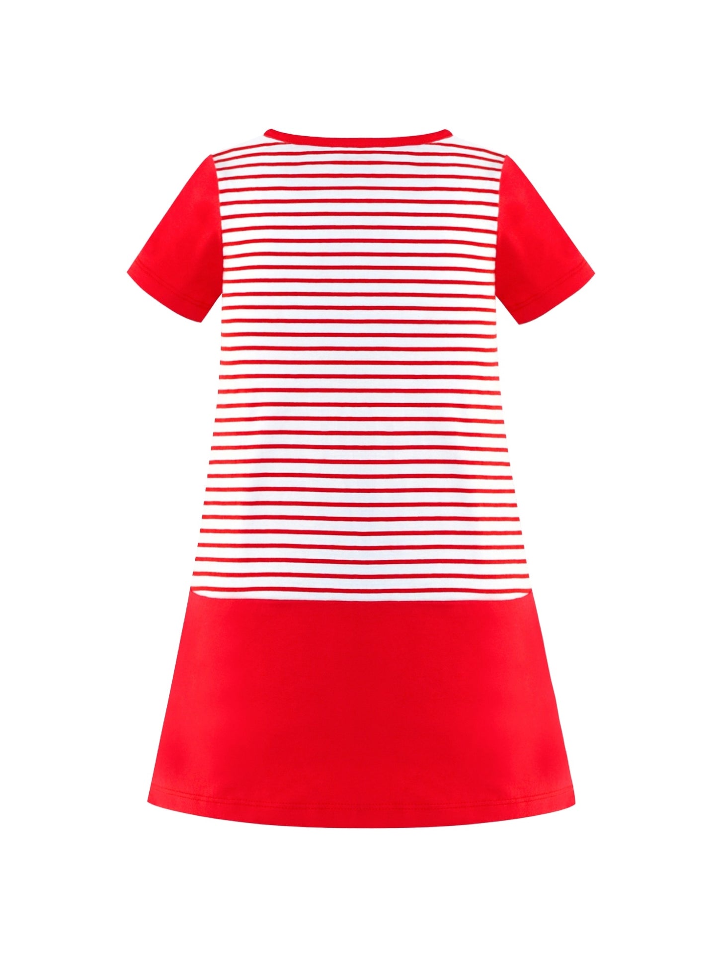 Girls Dress Cotton Green Crocodile Dinosaur Pocket Short Sleeve Red
