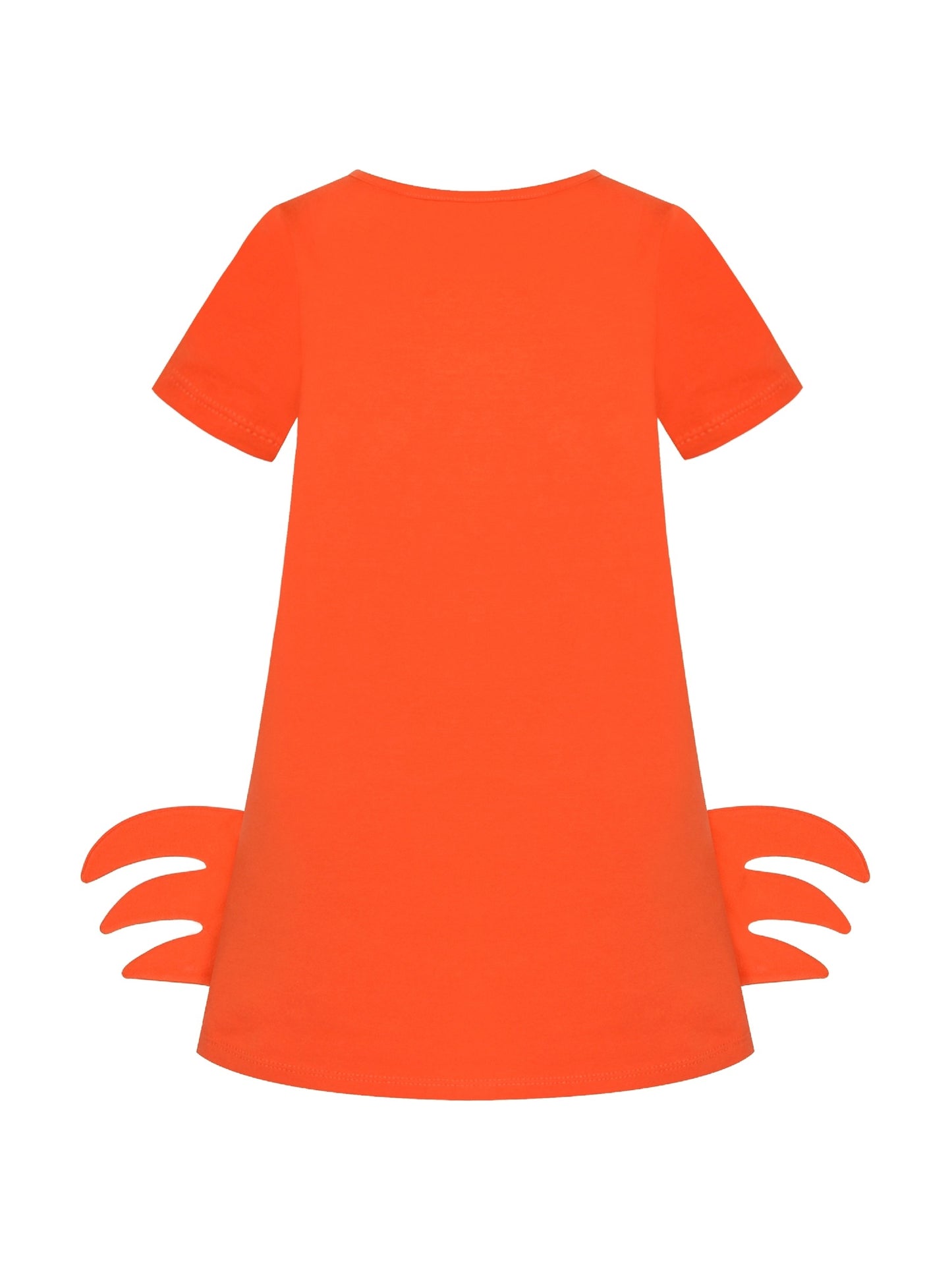 Girls Dress Cotton Green Crocodile Dinosaur Pocket Short Sleeve Orange