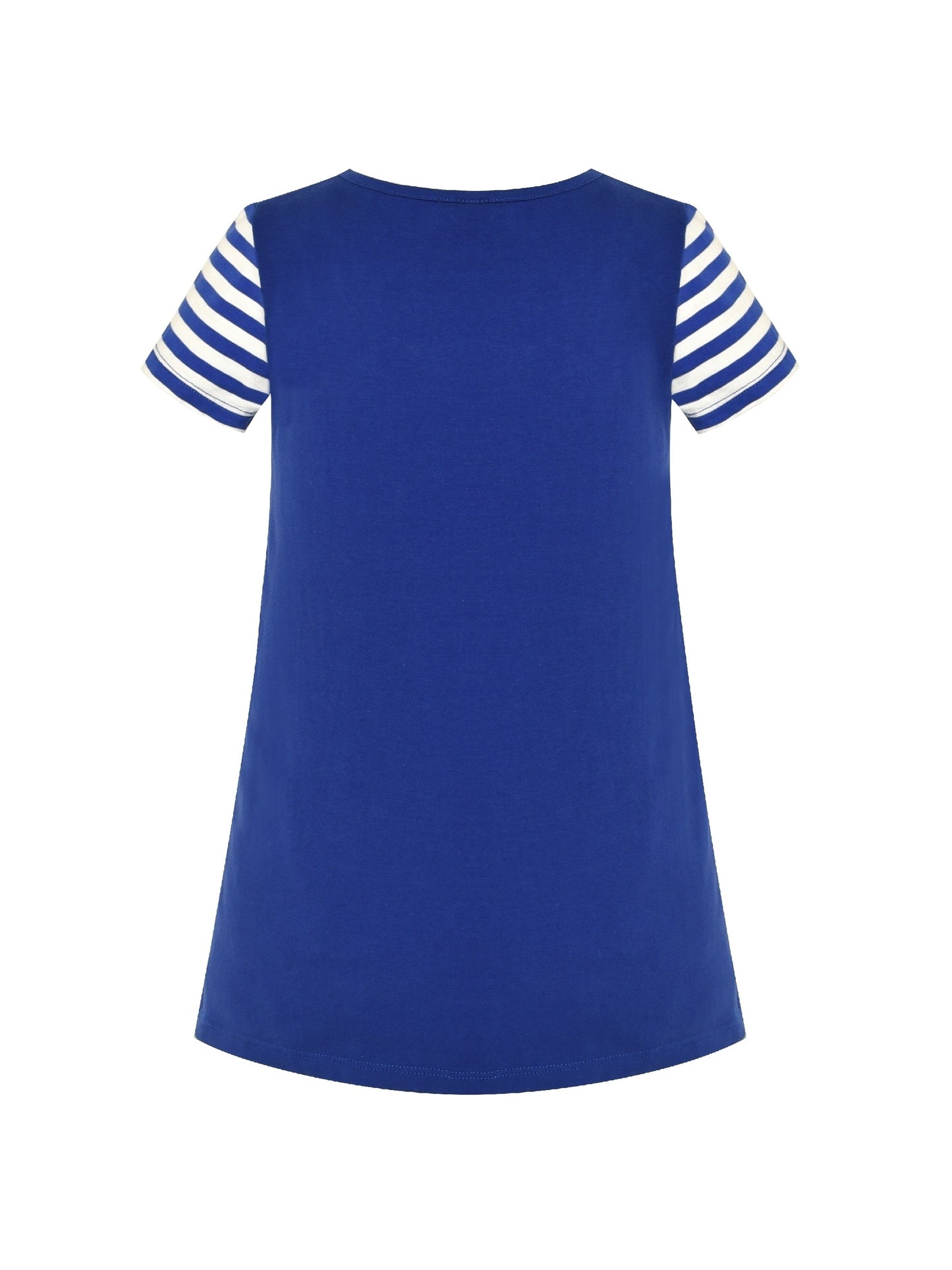Girls Dress Cotton Green Crocodile Dinosaur Pocket Short Sleeve Blue
