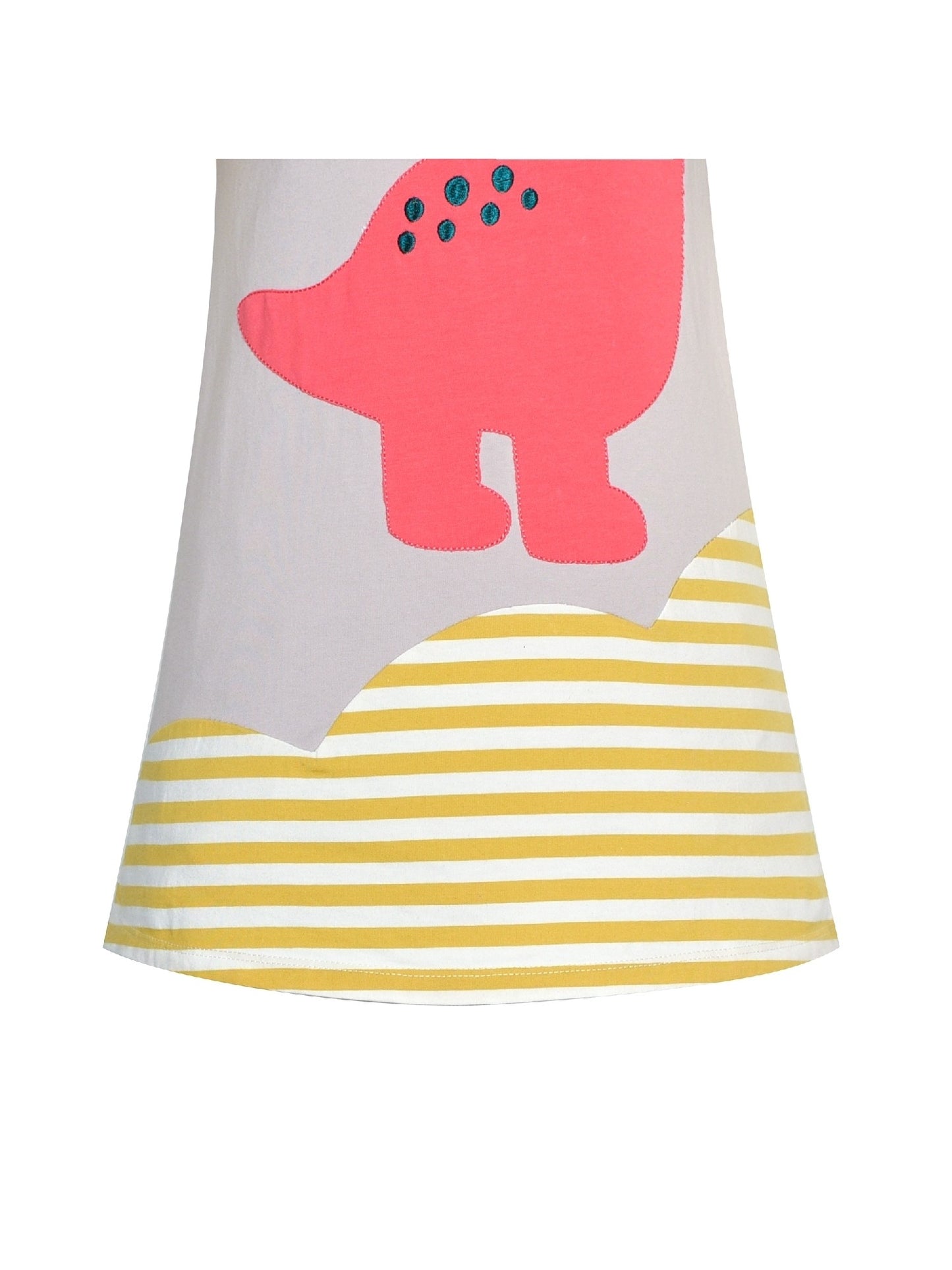 Girls Casual Dress Cotton Long Sleeve Kite Cloud Embroidered Yellow