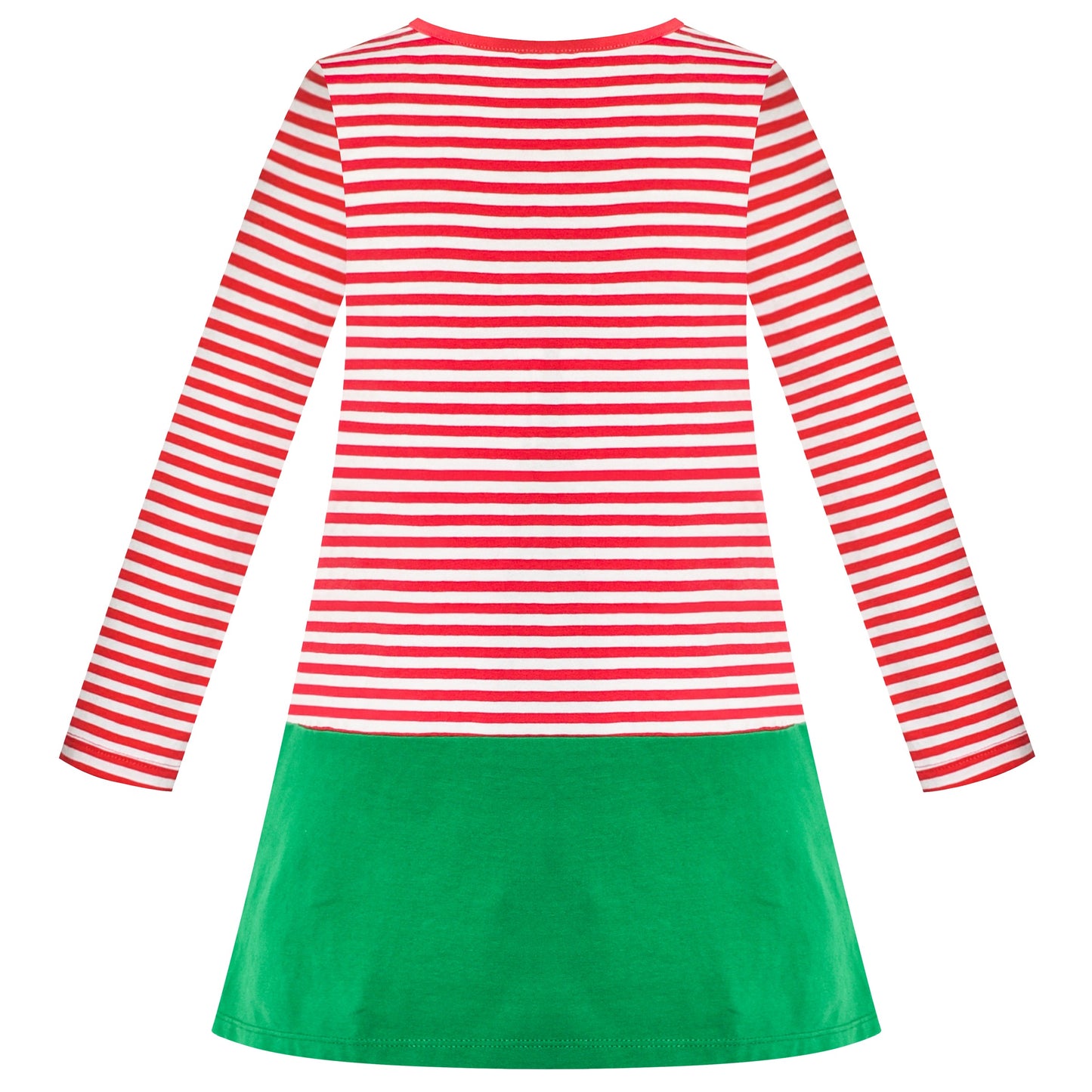 Girls Casual Dress Cotton Long Sleeve Kite Cloud Embroidered Red