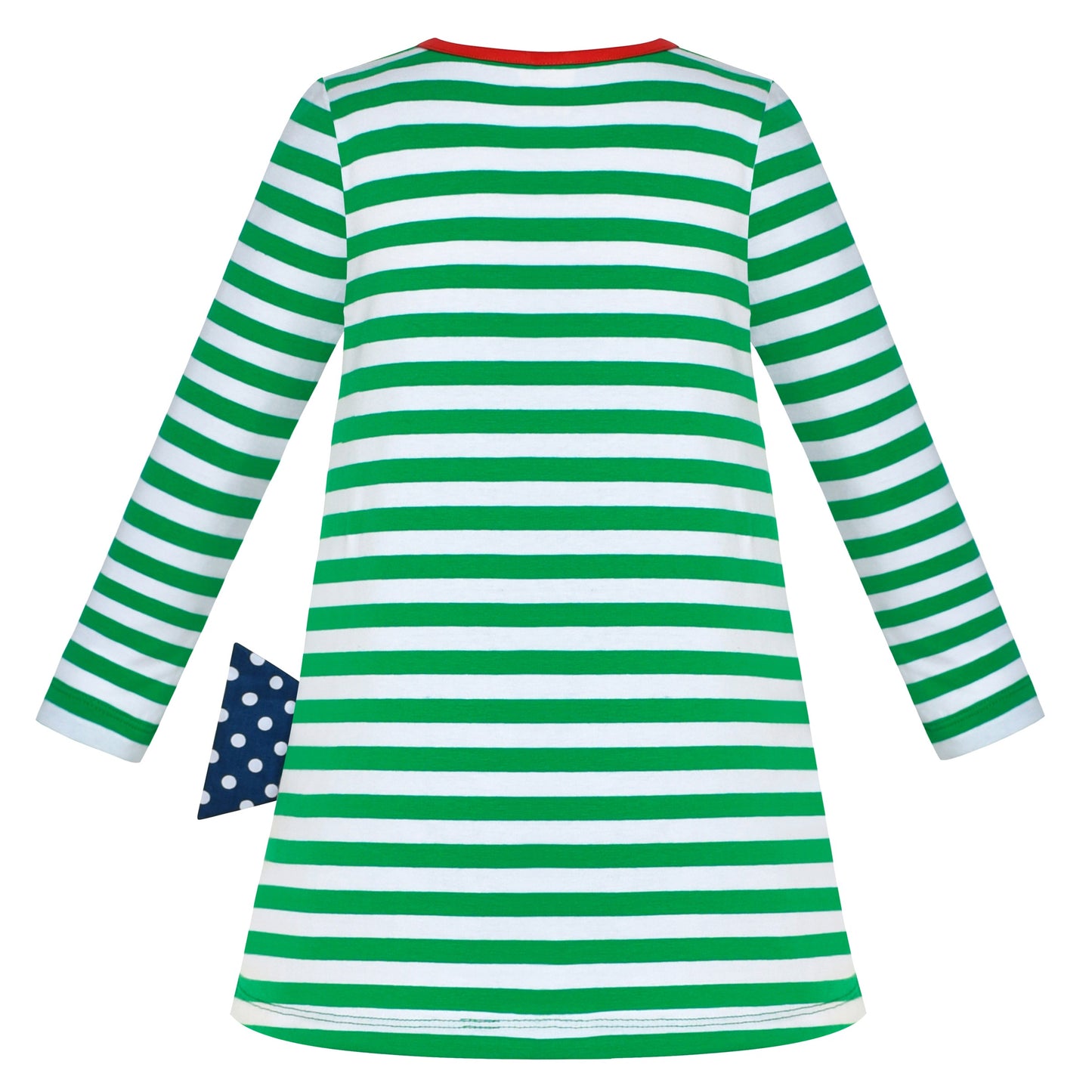Girls Casual Dress Cotton Long Sleeve Kite Cloud Embroidered Green