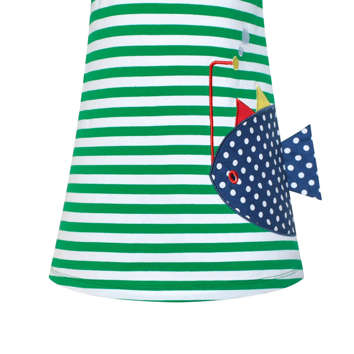 Girls Casual Dress Cotton Long Sleeve Kite Cloud Embroidered Green