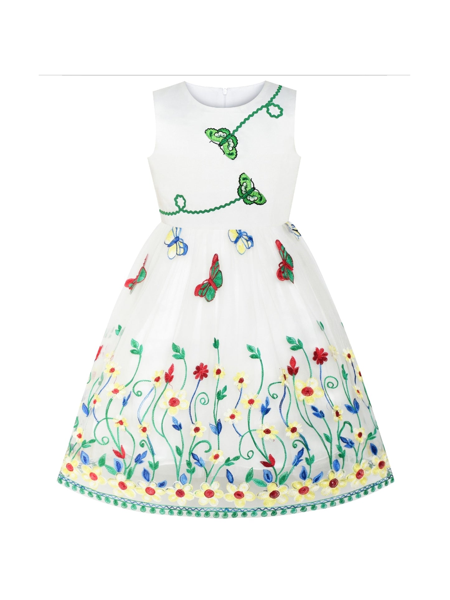 Girls Dress Butterfly Party Birthday Sundress Green