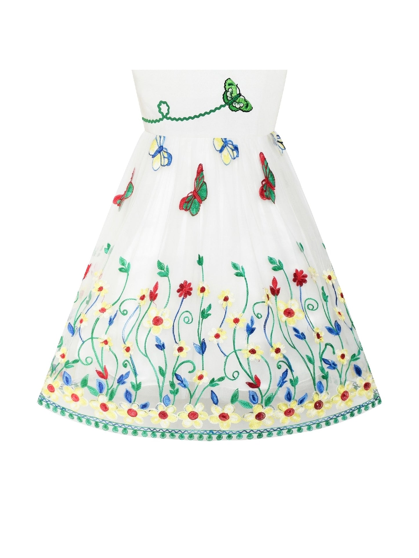 Girls Dress Butterfly Party Birthday Sundress Green