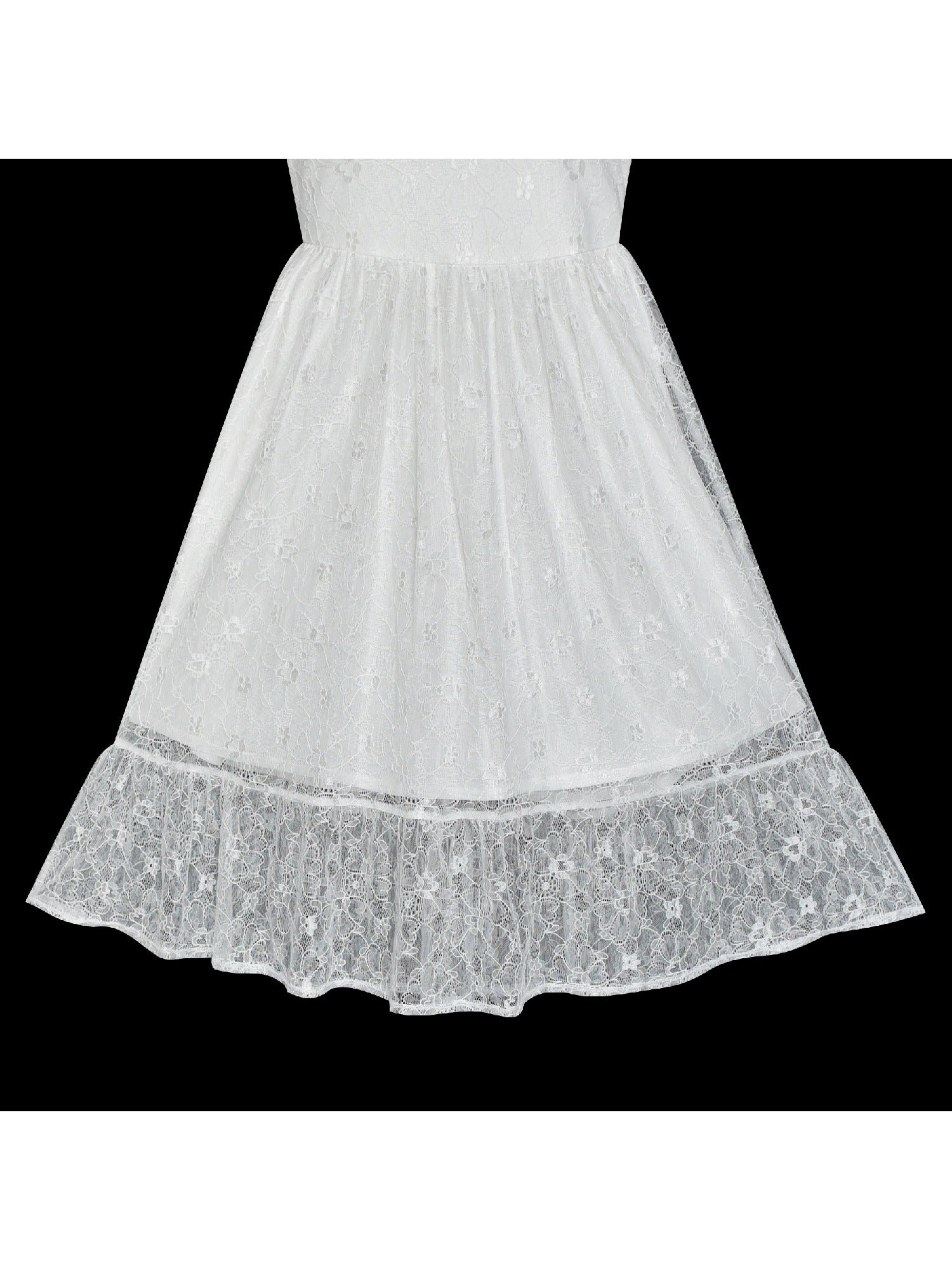 Girls Dress Lace Long Sleeve Off White Wedding Party White