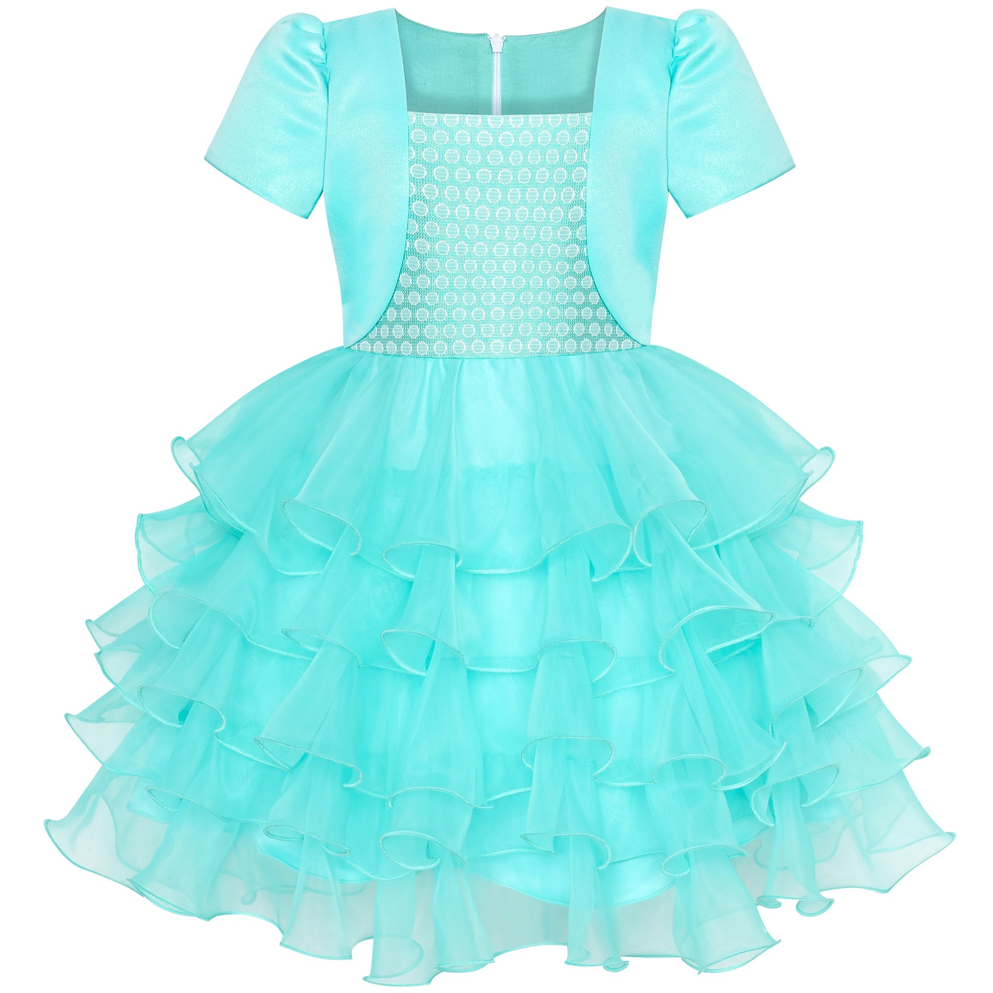 Girls Dress 2-in-1 Bolero Turquoise Birthday Party Dress Green