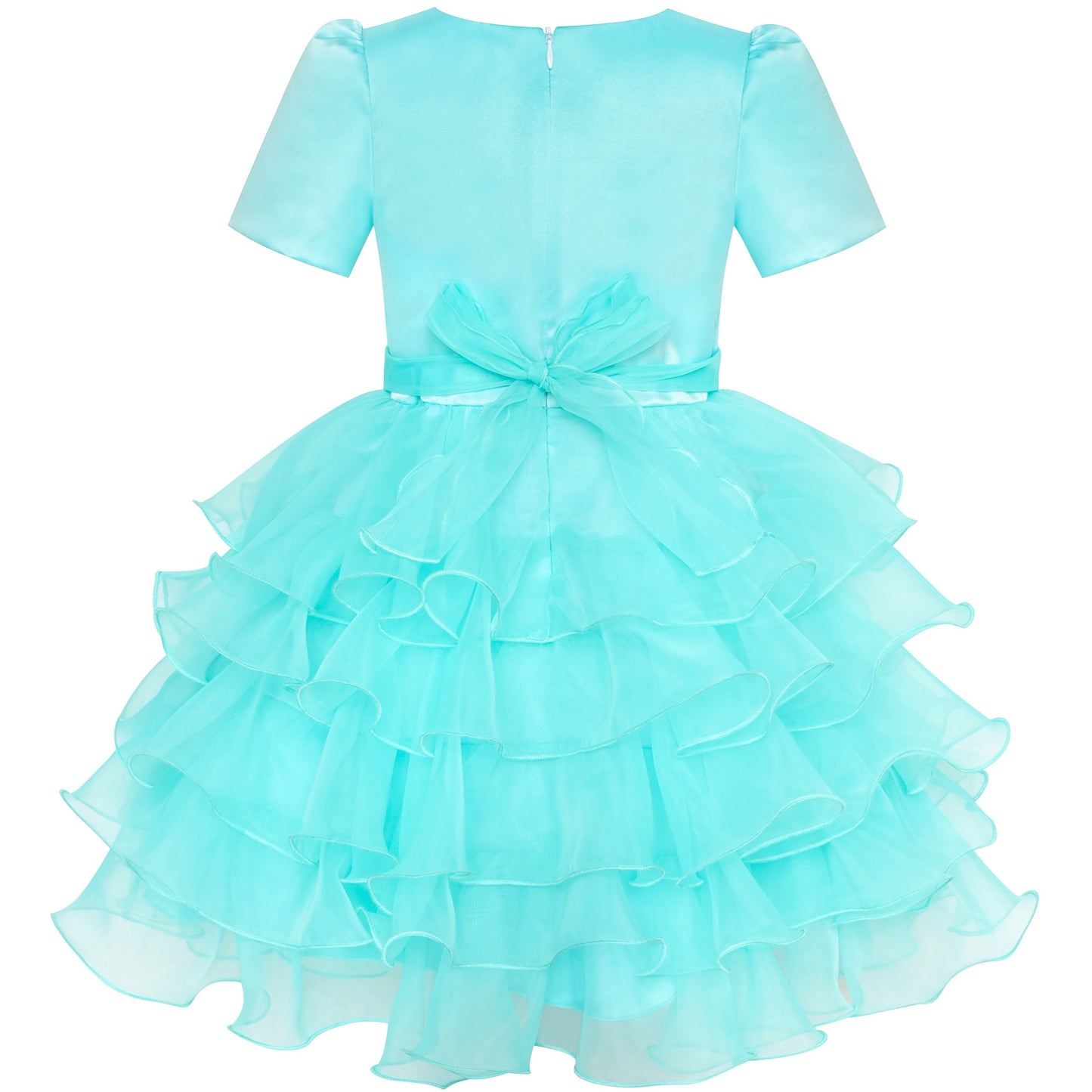 Girls Dress 2-in-1 Bolero Turquoise Birthday Party Dress Green