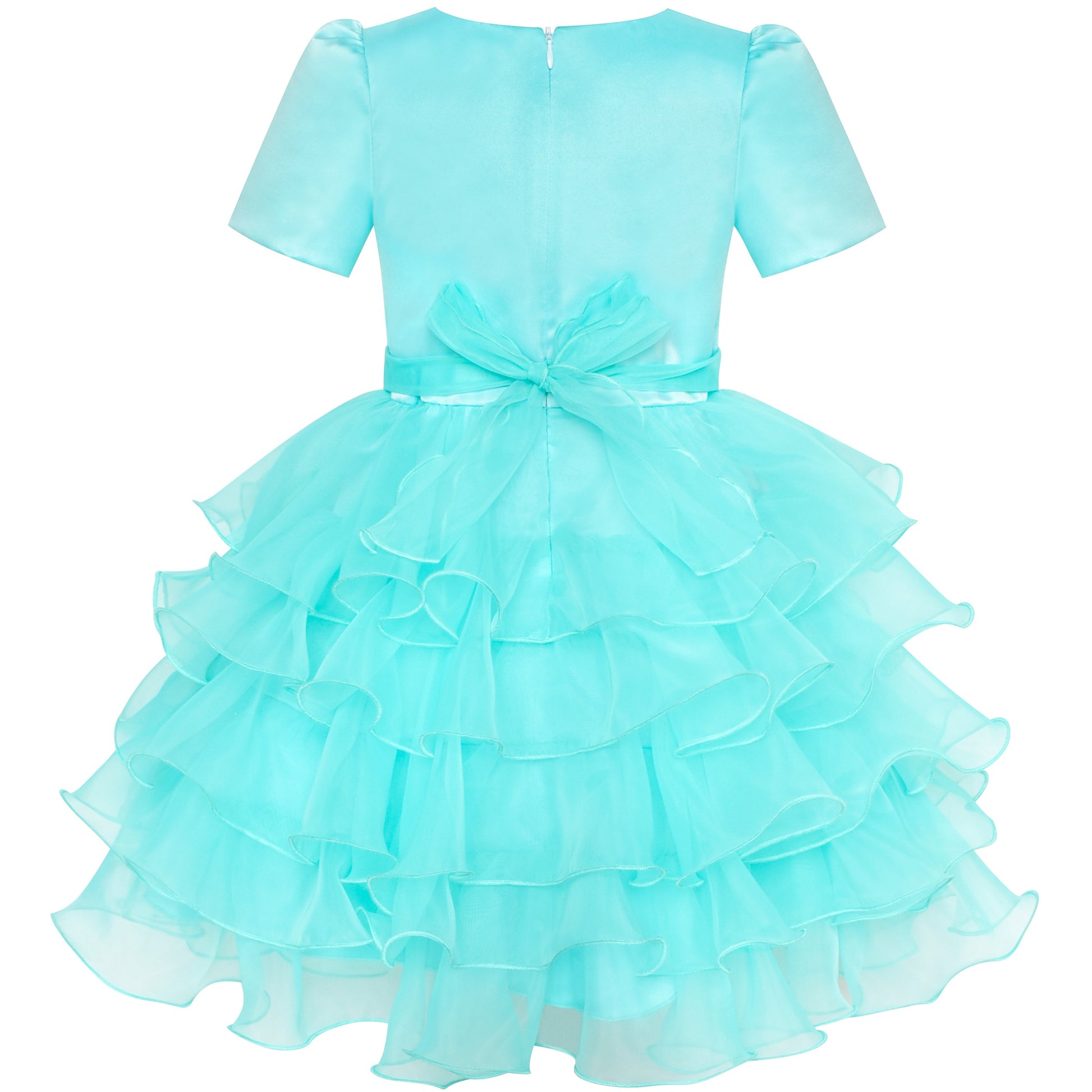 Girls Dress 2-in-1 Bolero Turquoise Birthday Party Dress Green