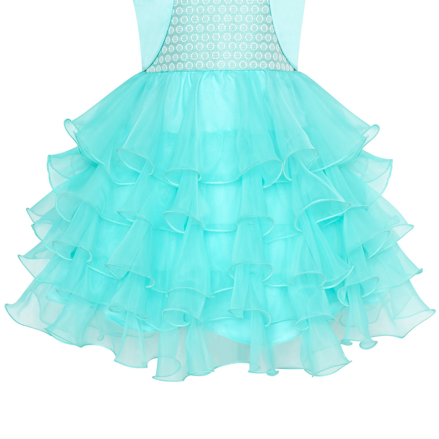 Girls Dress 2-in-1 Bolero Turquoise Birthday Party Dress Green