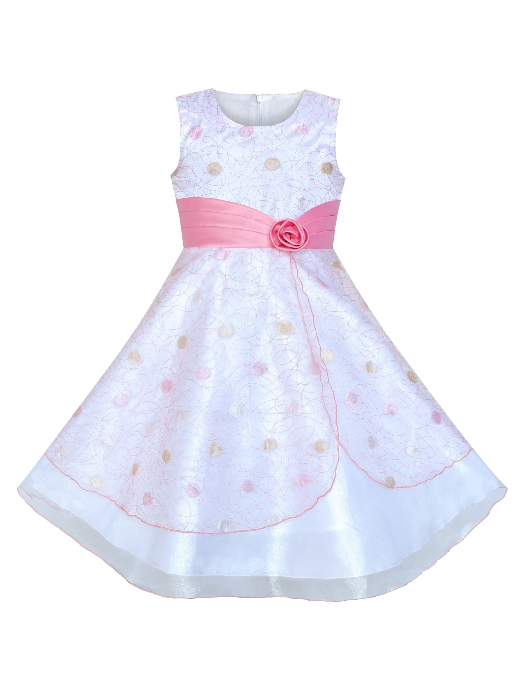 Girls Dress Wedding Gown Tulle Flower Ball With Lace Blue Pink