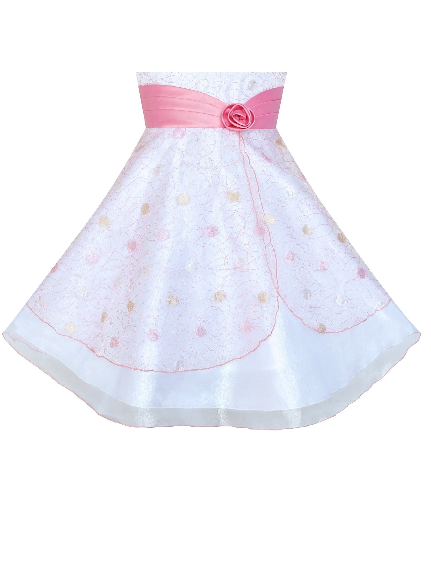 Girls Dress Wedding Gown Tulle Flower Ball With Lace Blue Pink