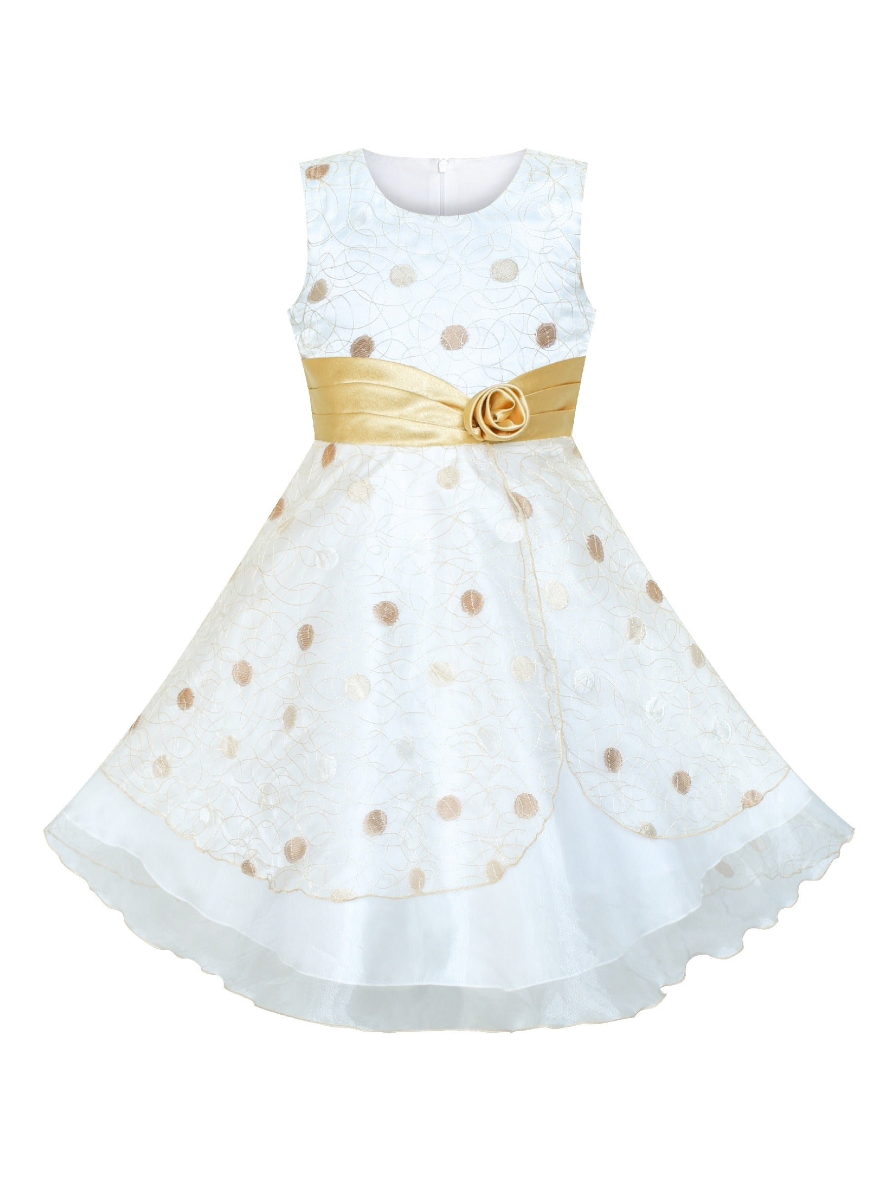 Girls Dress Wedding Gown Tulle Flower Ball With Lace Blue Yellow