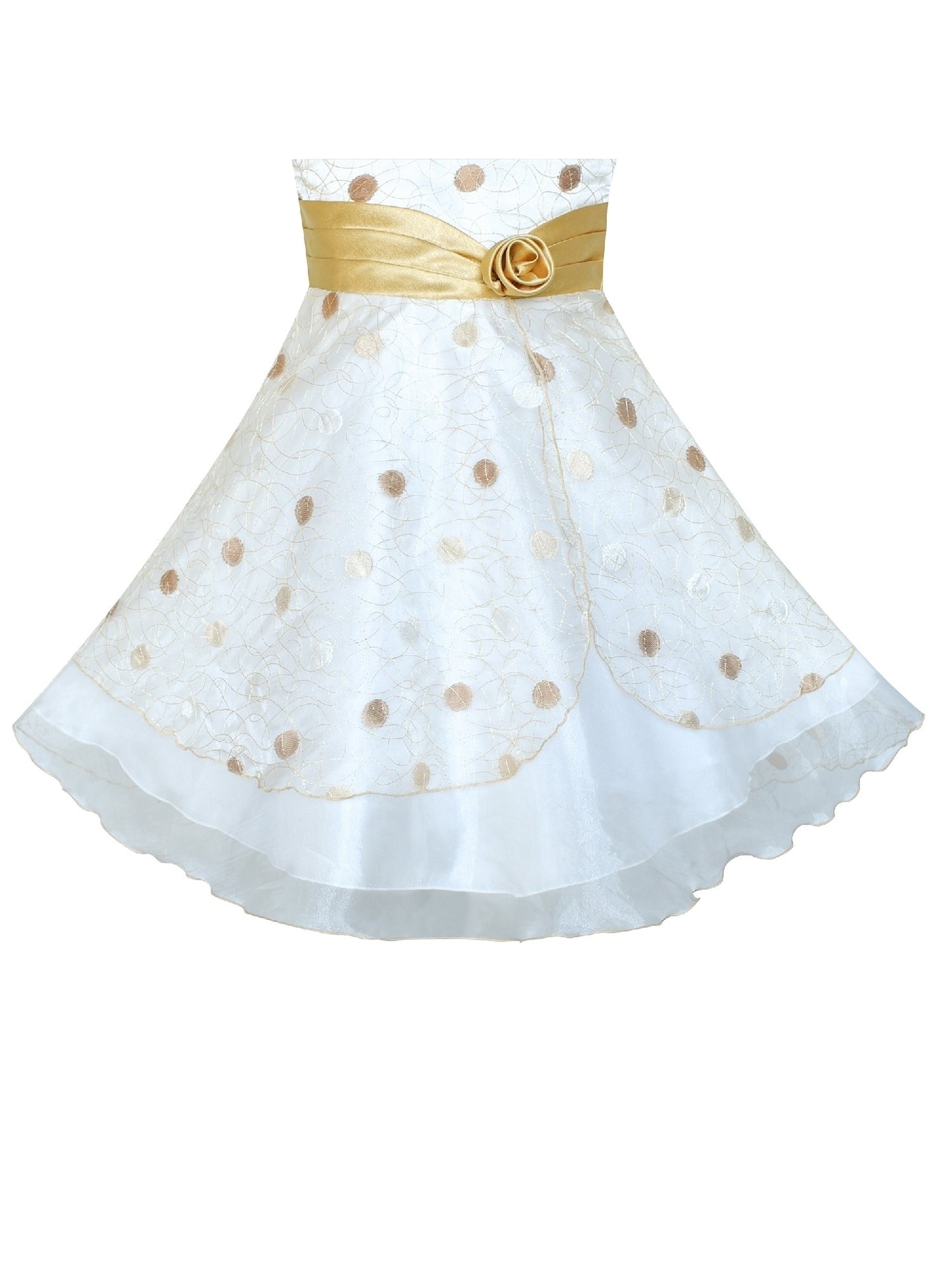 Girls Dress Wedding Gown Tulle Flower Ball With Lace Blue Yellow