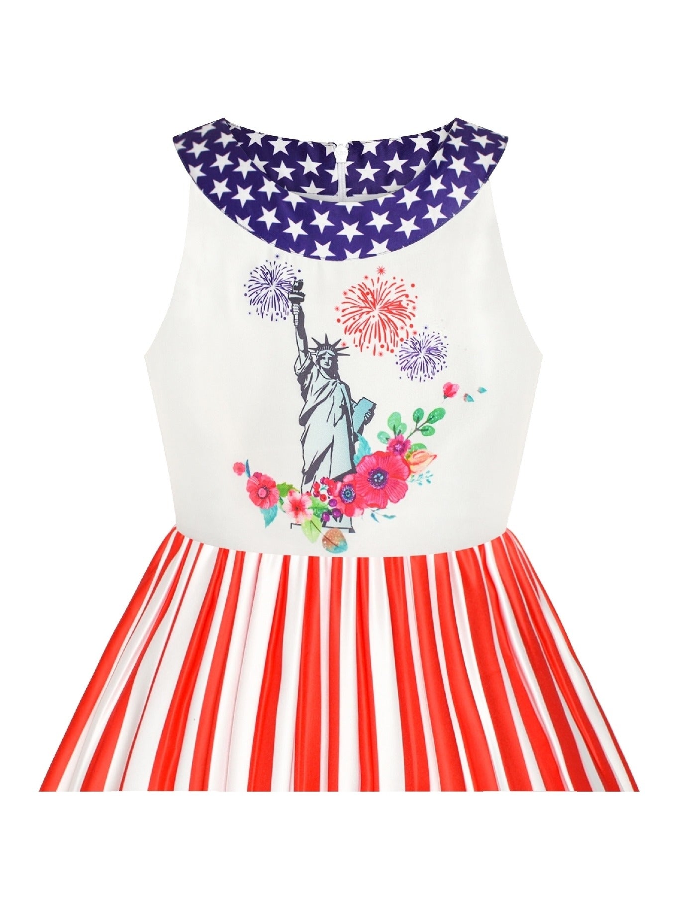 Girls Dress American Flag National Day Party Stars Dress Red