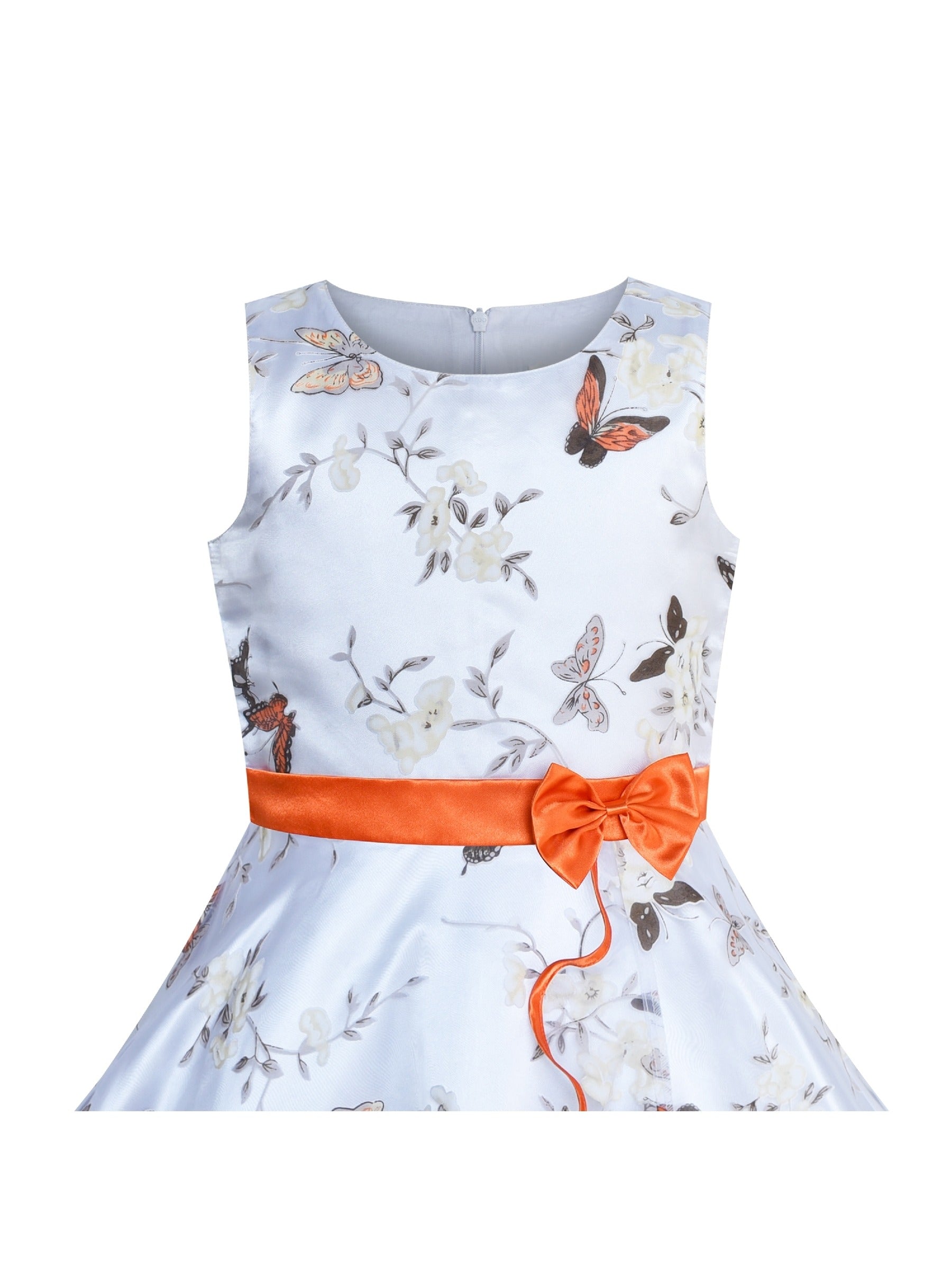 Girls Dress 3 Layers Hand Drawing Peony Flower Pageant Orange