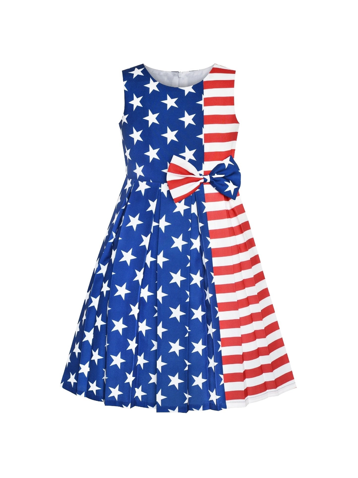 Girls Dress Color Block Contrast Bow Tie Everyday Party Multi-Color