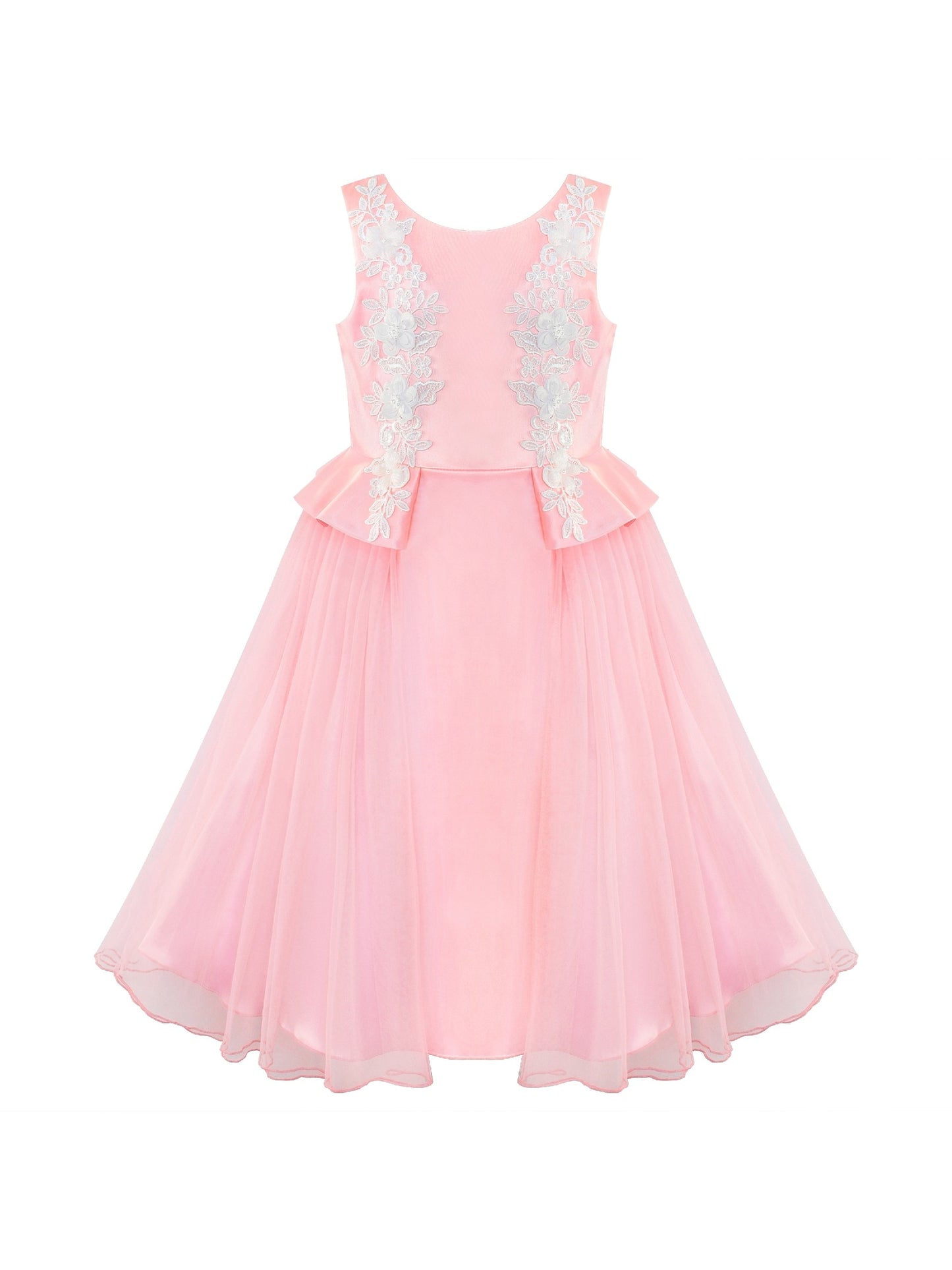 Flower Girls Dress Pink Lace Wedding Party Birthday Pink