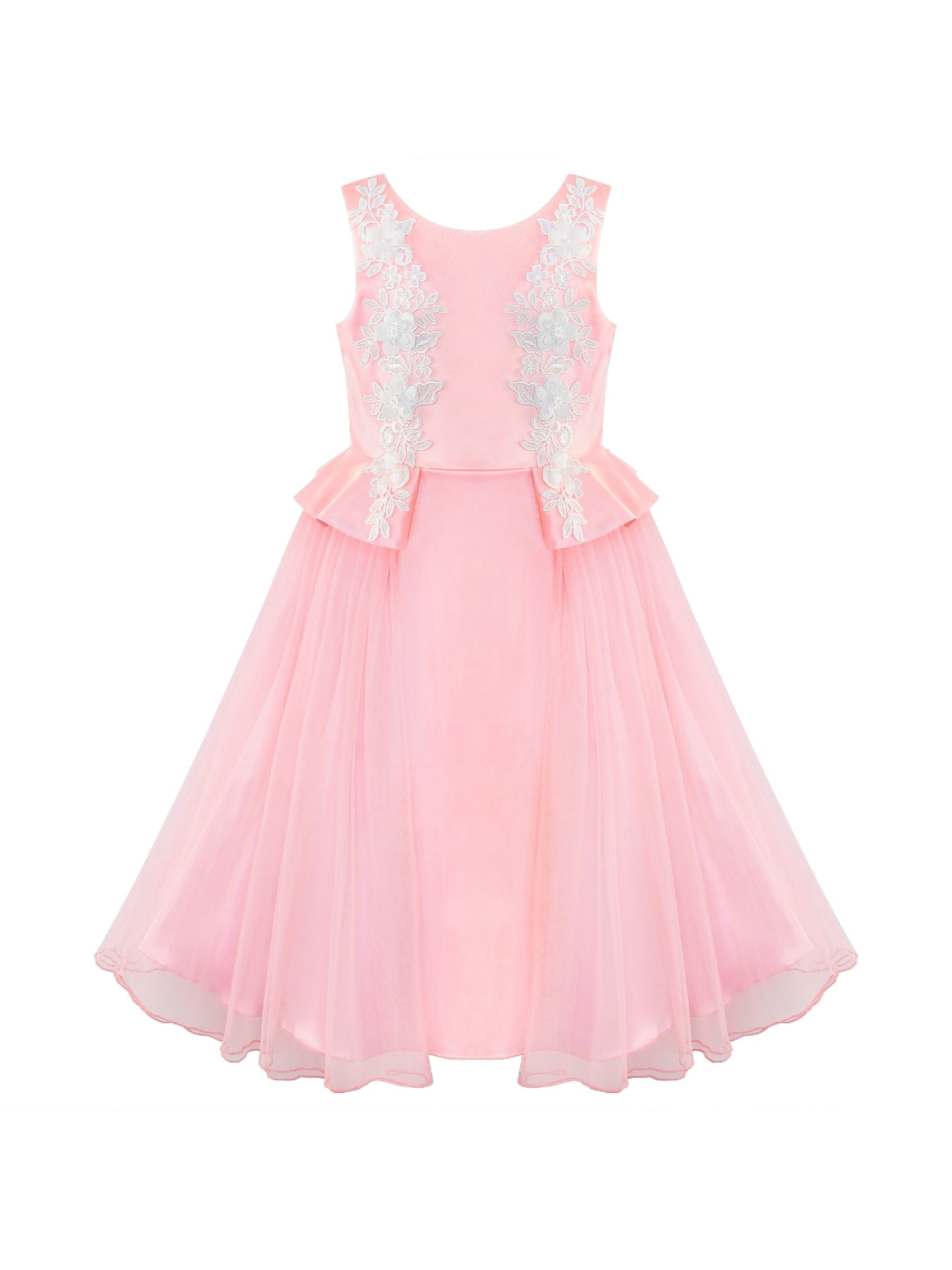 Flower Girls Dress Pink Lace Wedding Party Birthday Pink