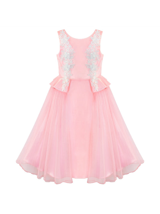Flower Girls Dress Pink Lace Wedding Party Birthday Pink