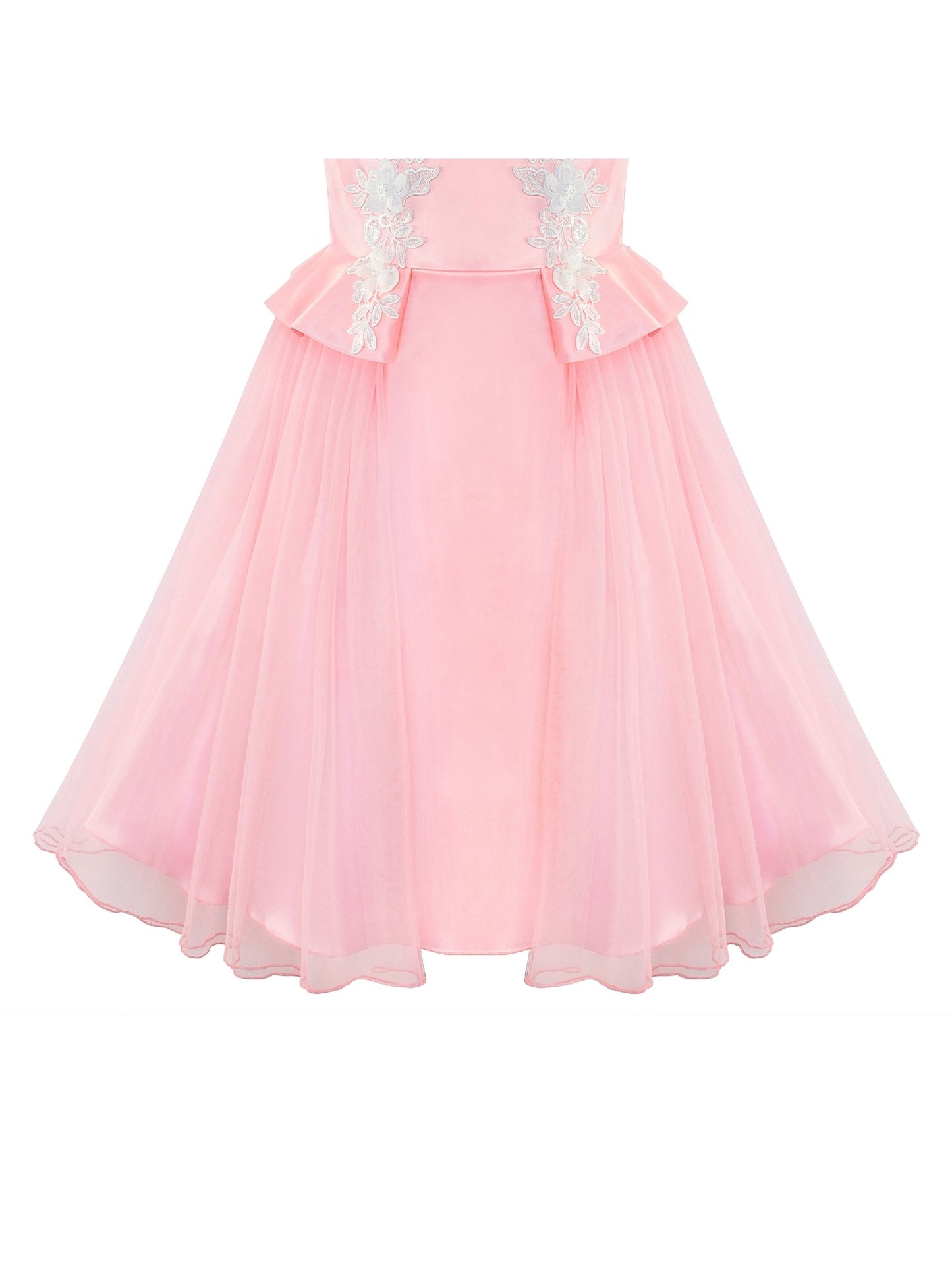 Flower Girls Dress Pink Lace Wedding Party Birthday Pink