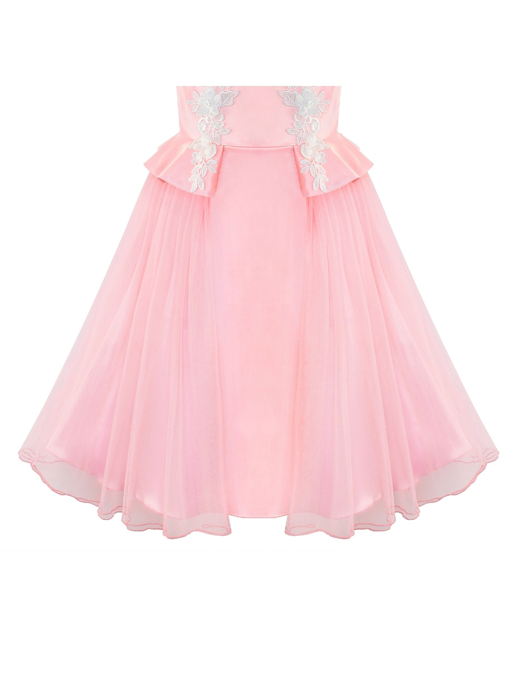 Flower Girls Dress Pink Lace Wedding Party Birthday Pink