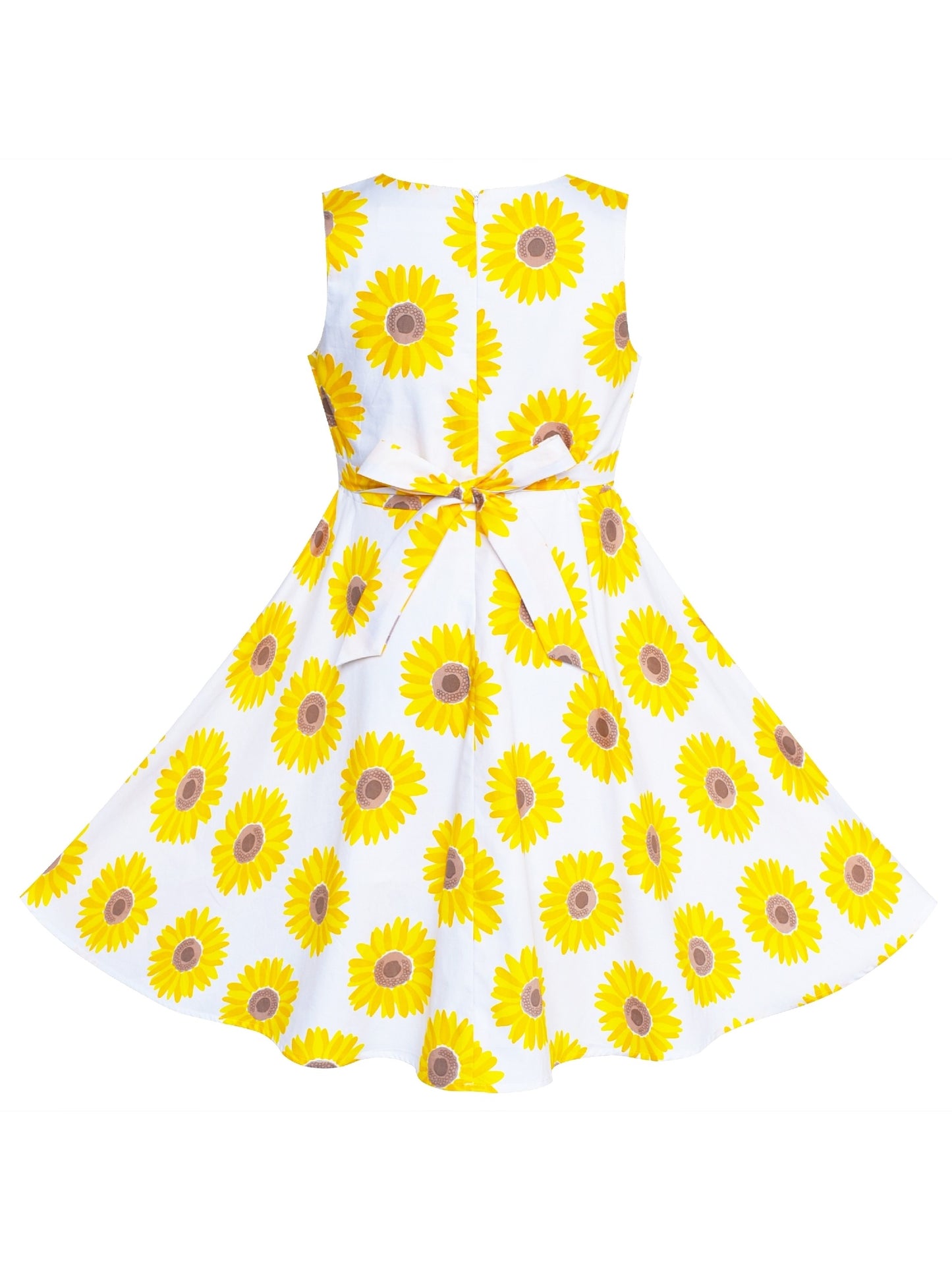 2 Pecs Girls Dress Sun Hat Bow Tie Flower Summer Beach Kids Clothing Yellow