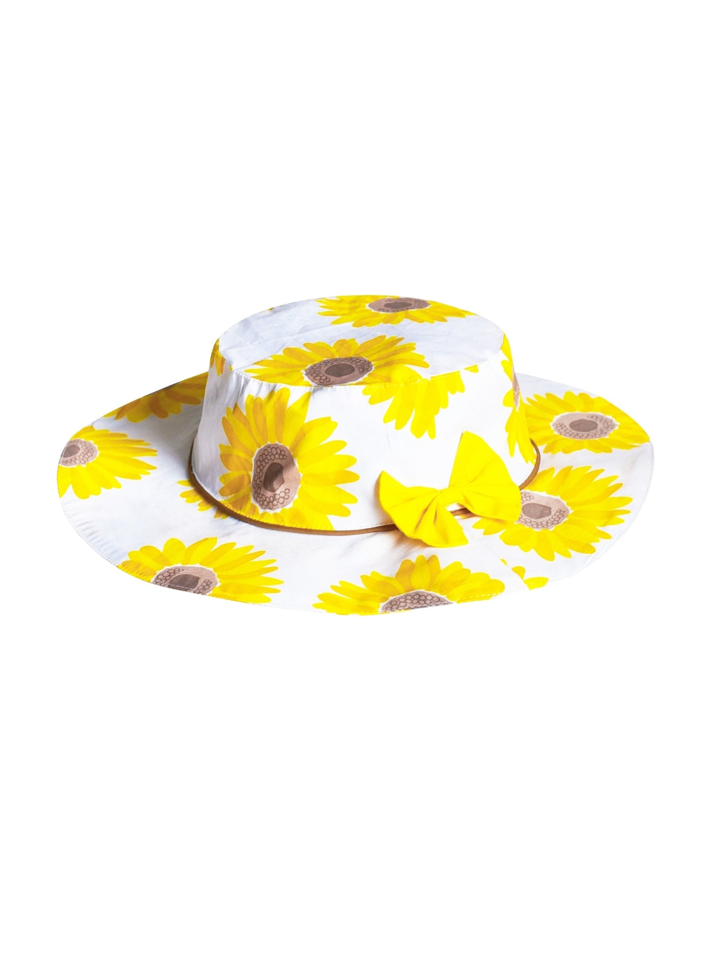 2 Pecs Girls Dress Sun Hat Bow Tie Flower Summer Beach Kids Clothing Yellow